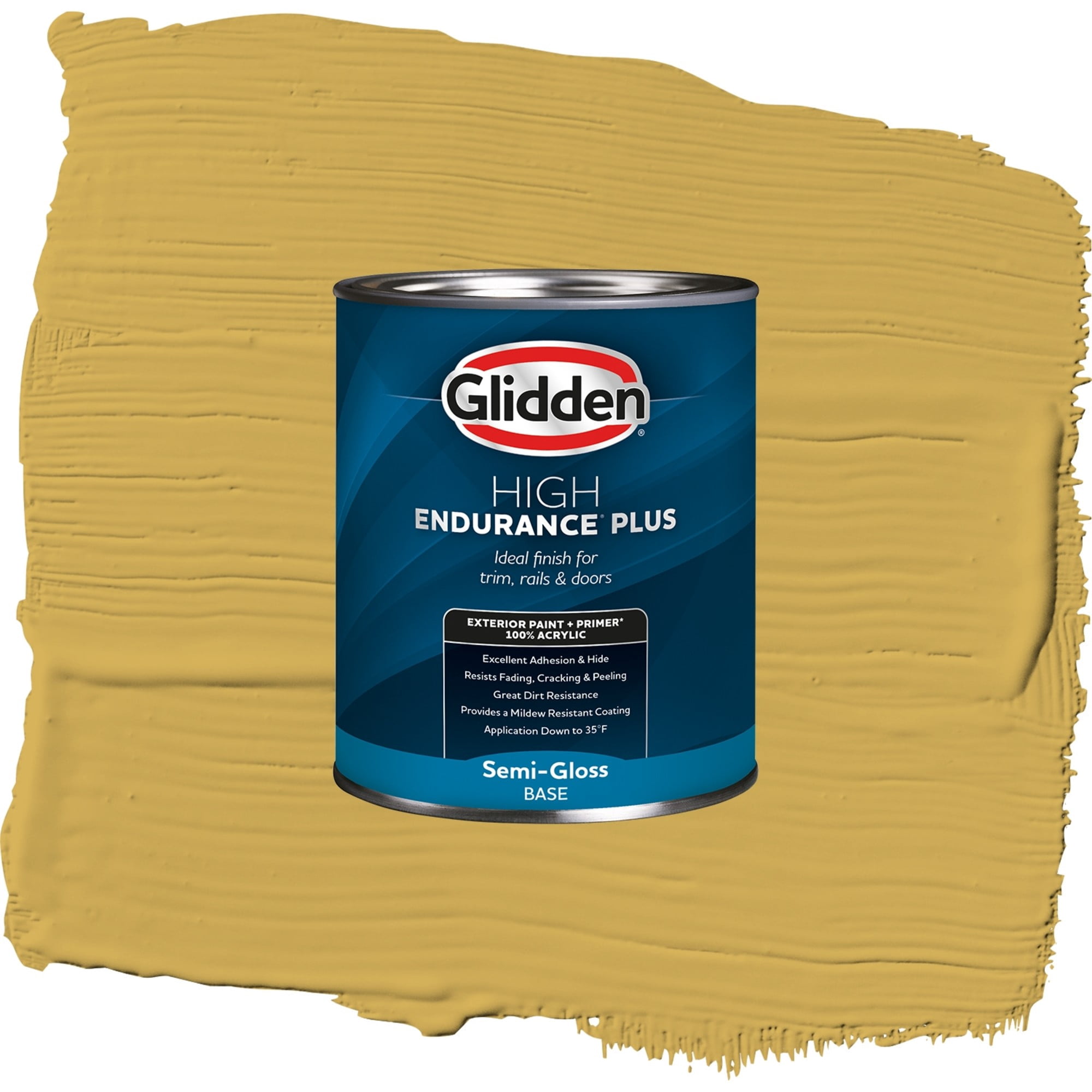 Glidden High Endurance Plus Glorious Gold Semi Gloss Exterior Paint and Primer, 1 Quart