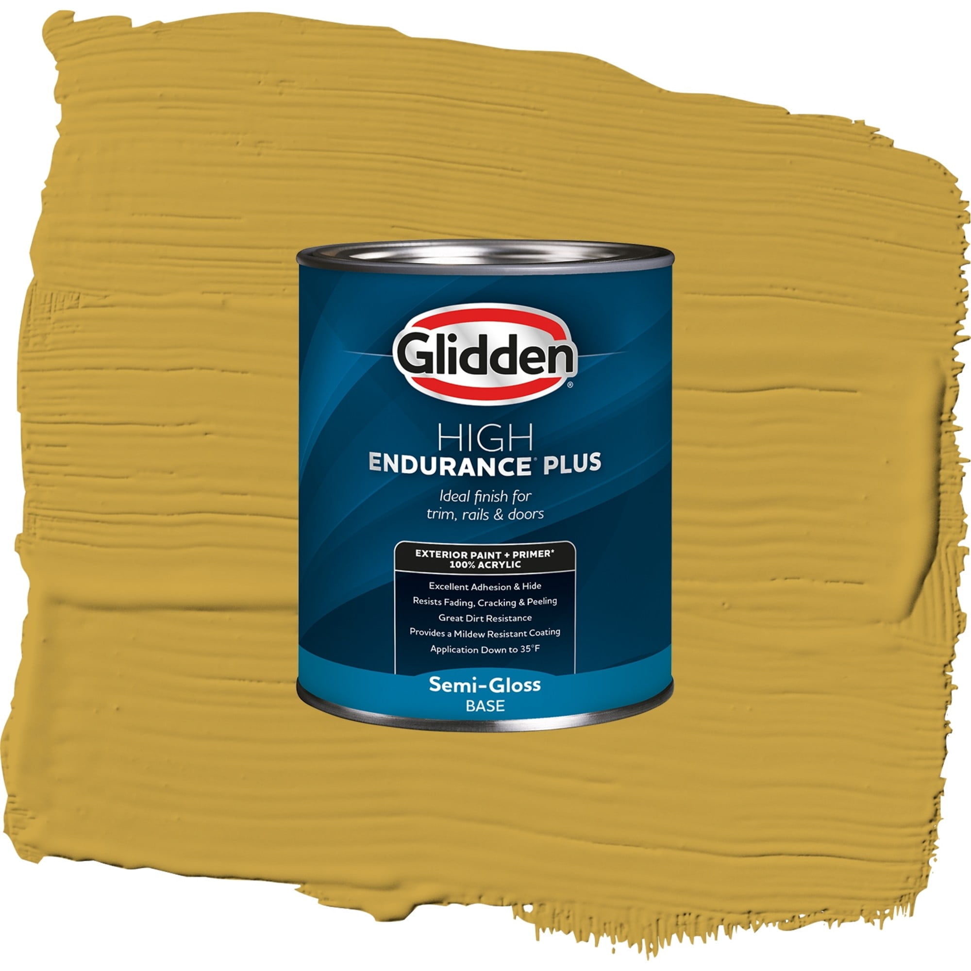 Glidden High Endurance Plus Golden Field Satin Exterior Paint and Primer, 1 Quart