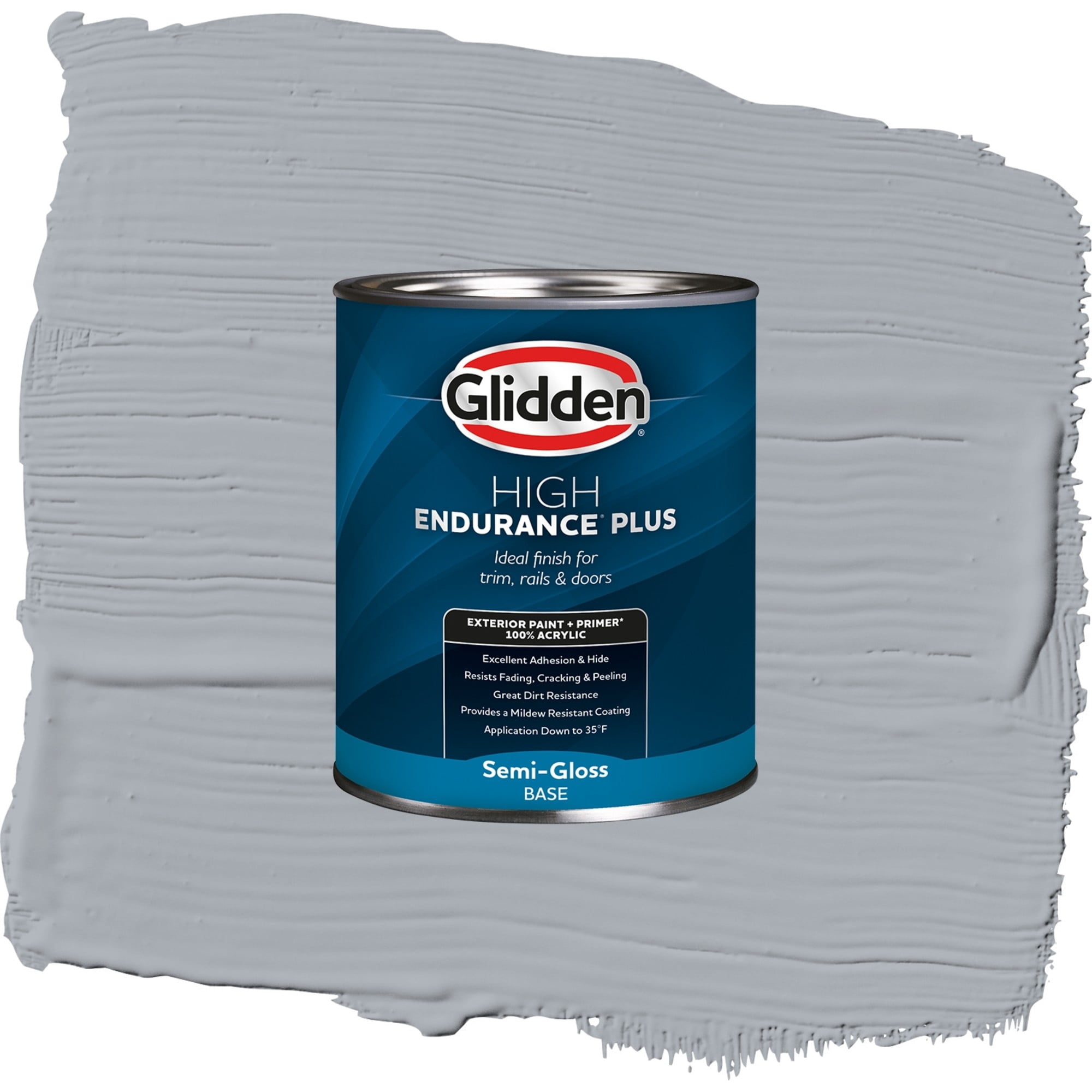 Glidden High Endurance Plus Gosling Gray Satin Exterior Paint and Primer, 1 Quart