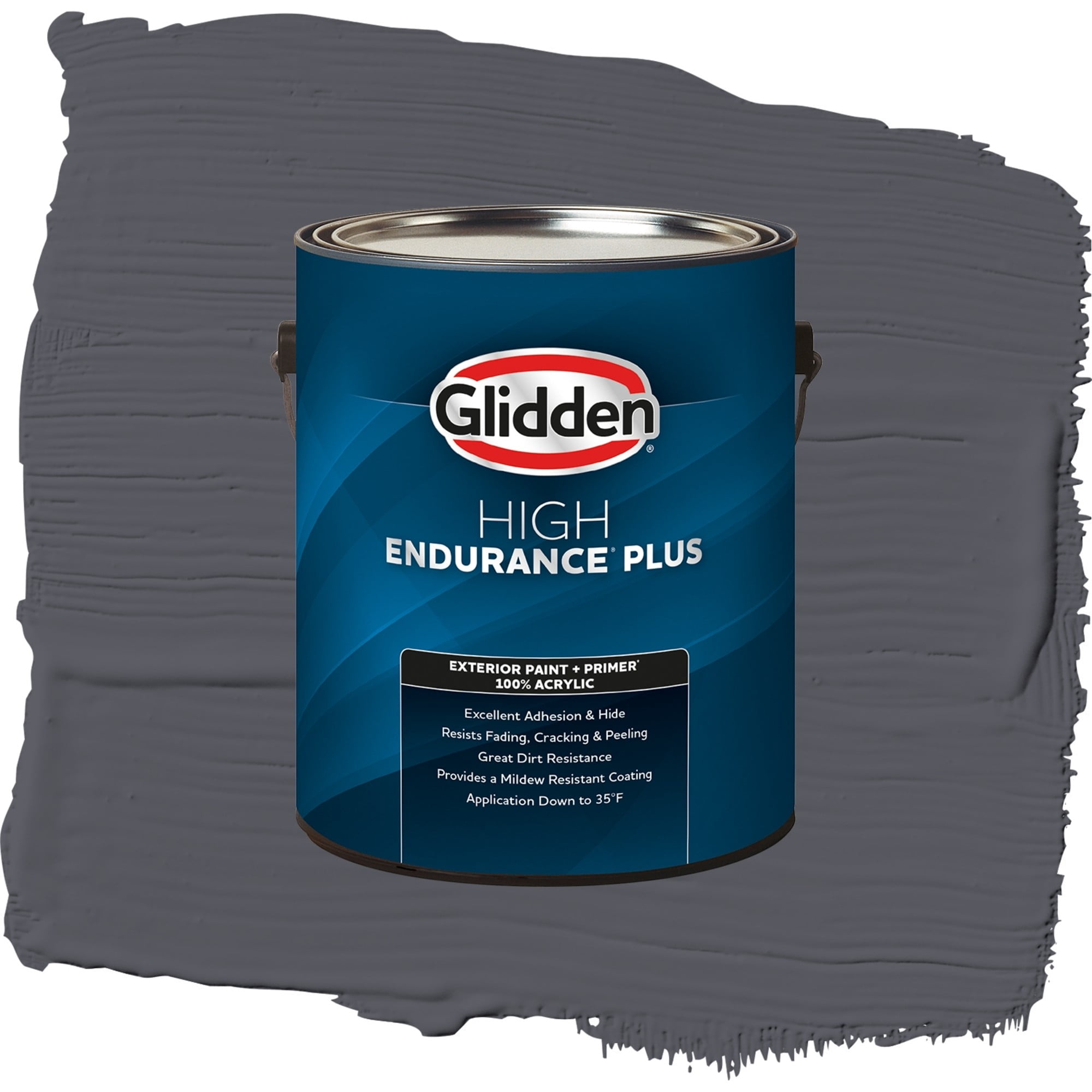 Glidden High Endurance Plus Gray Flannel Satin Exterior Paint and Primer, 1 Gallon
