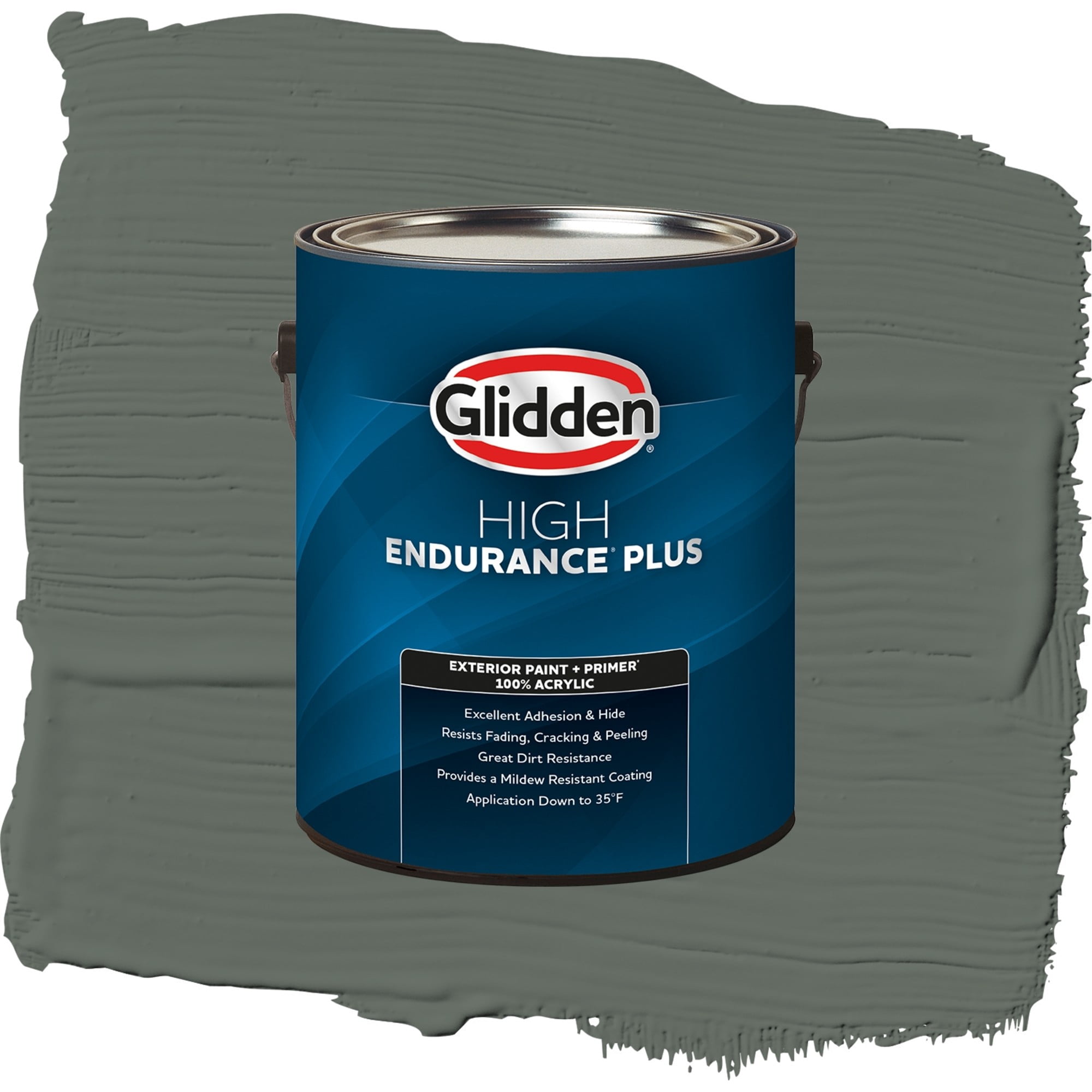 Glidden High Endurance Plus Gunmetal Gray Semi Gloss Exterior Paint and Primer, 1 Gallon
