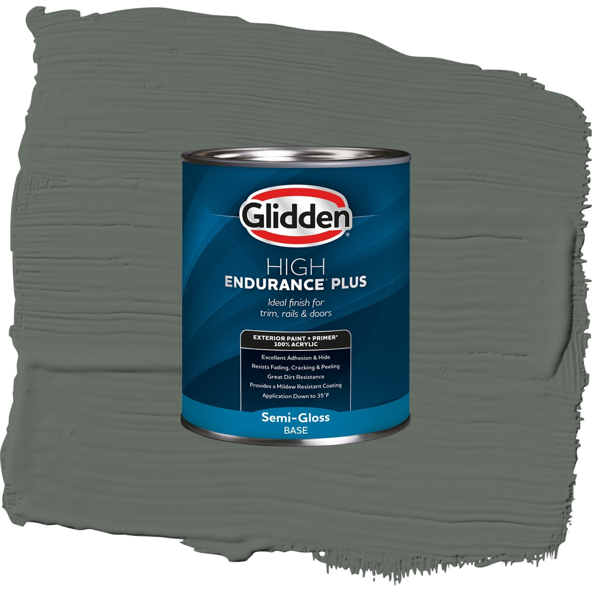 Glidden High Endurance Plus Gunmetal Gray Semi Gloss Exterior Paint and Primer, 1 Quart