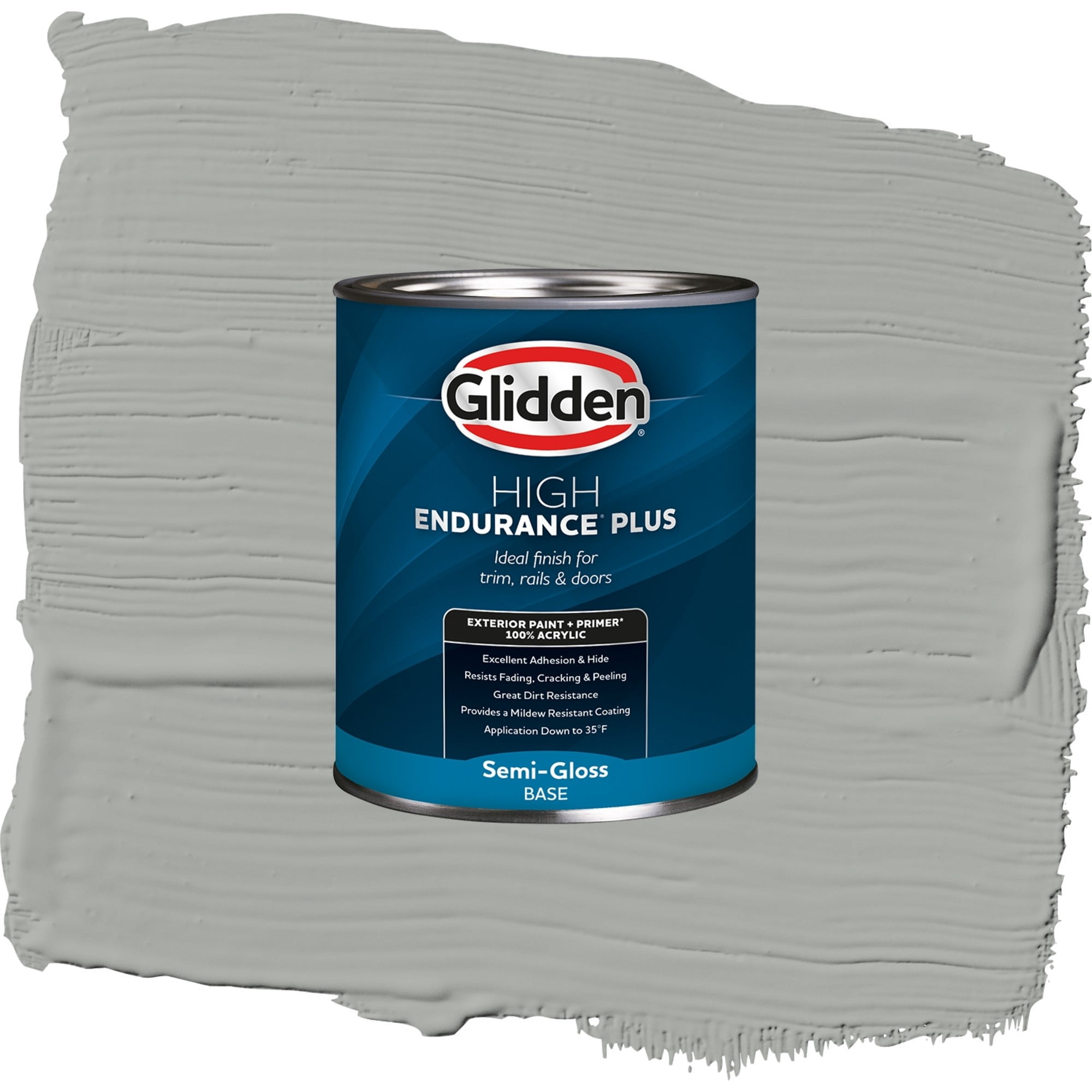 Glidden High Endurance Plus Hippopotamus Satin Exterior Paint and Primer, 1 Quart