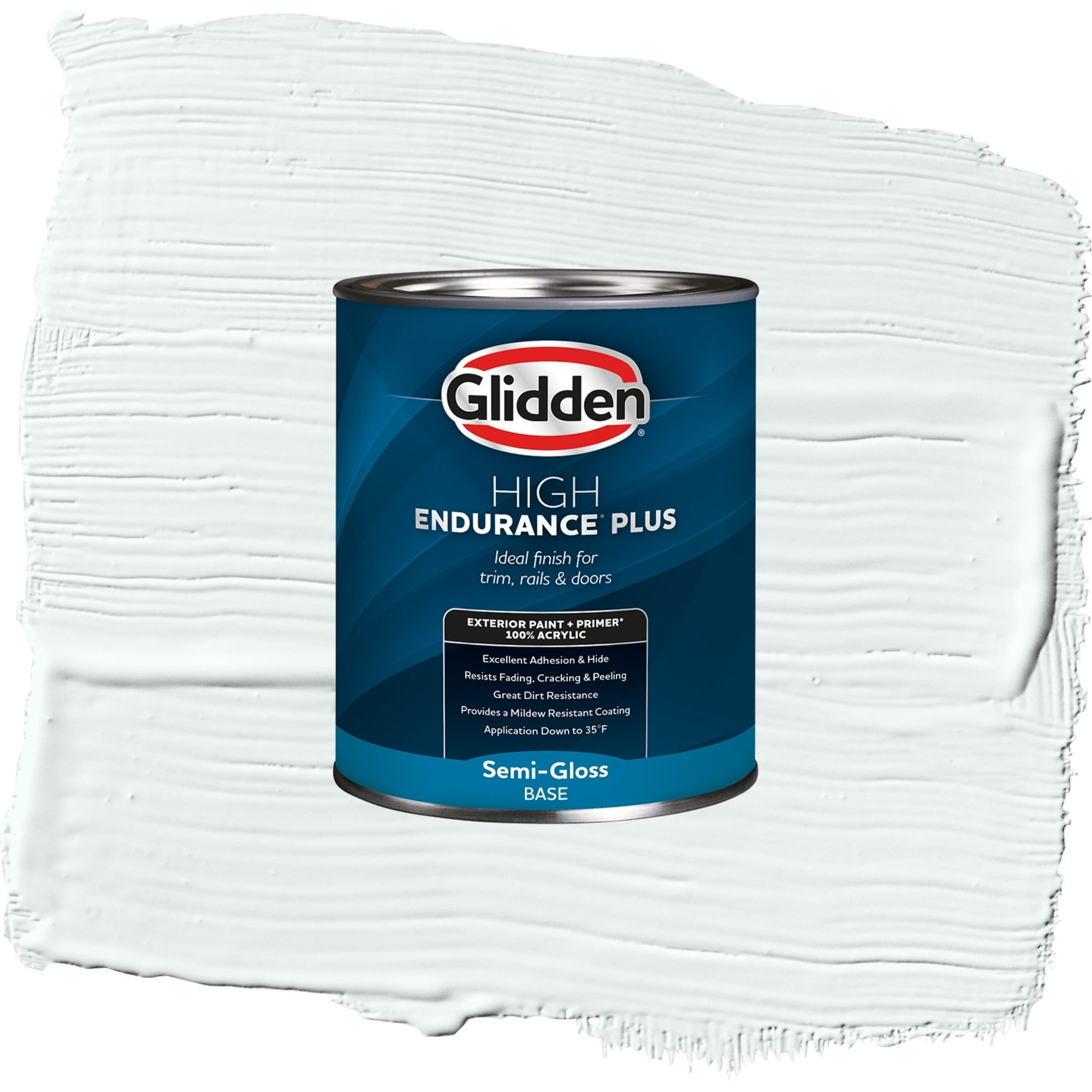 Glidden High Endurance Plus Ice Castles Satin Exterior Paint and Primer, 1 Quart