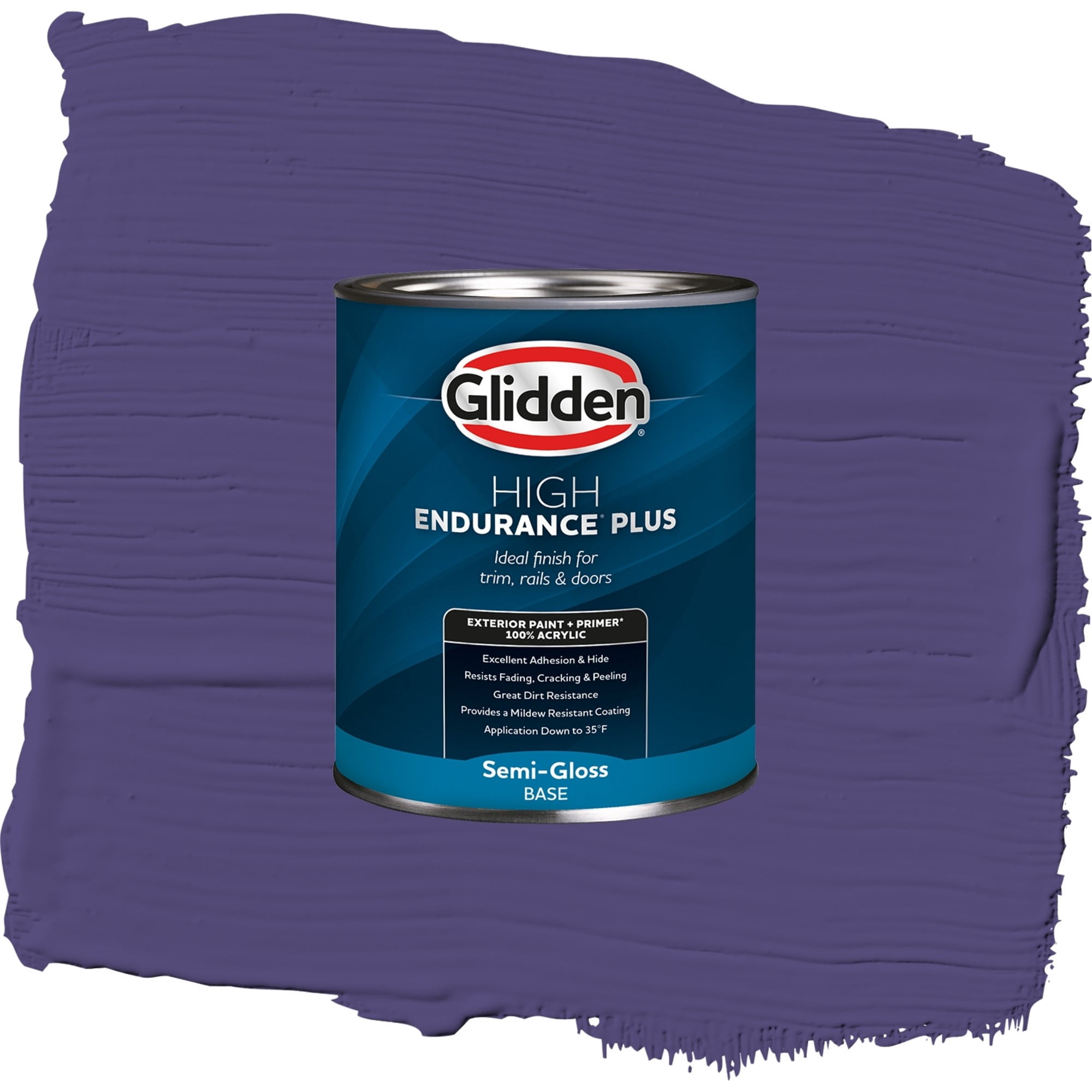Glidden High Endurance Plus Imperial Purple Satin Exterior Paint and Primer, 1 Quart