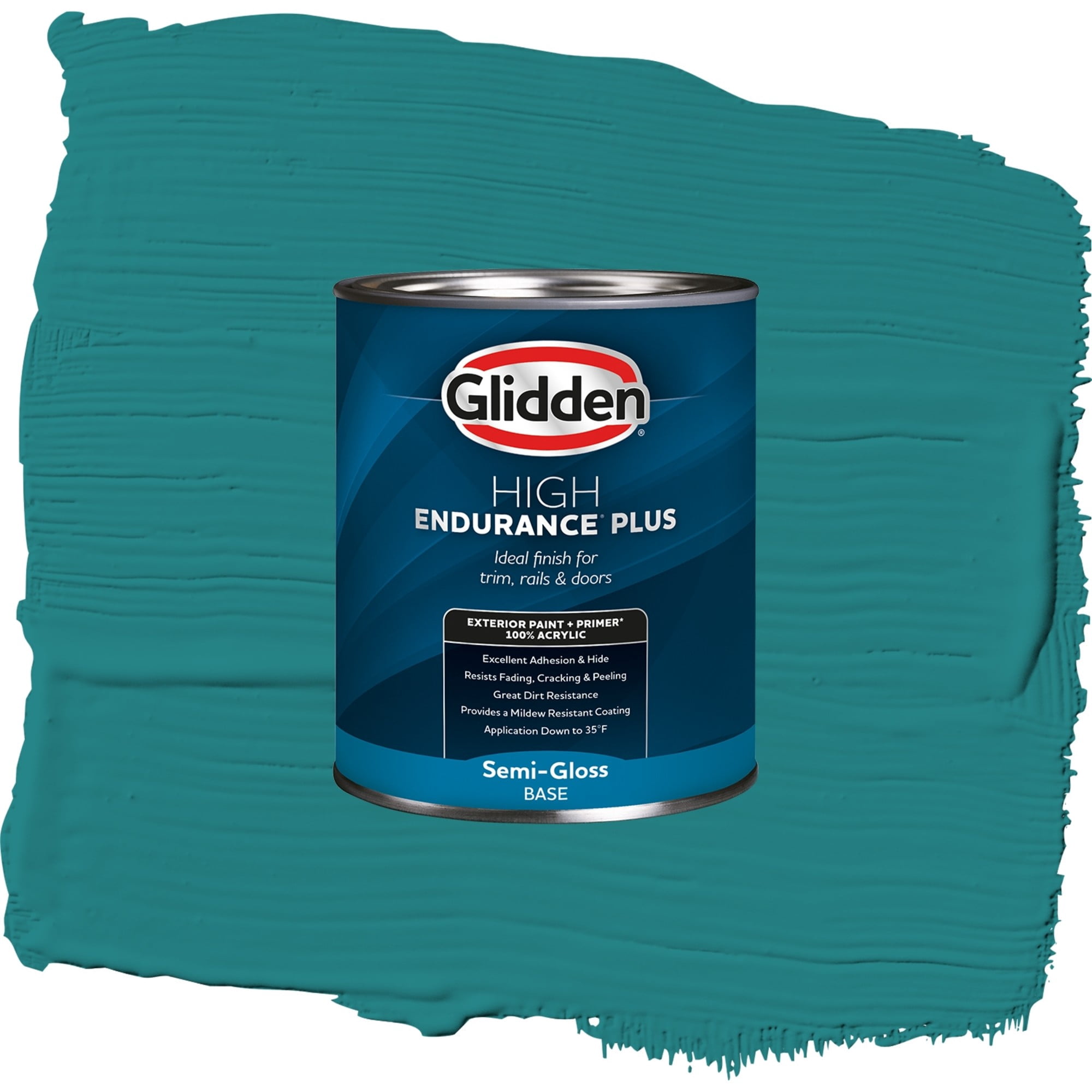 Glidden High Endurance Plus Jade Jewel Satin Exterior Paint and Primer, 1 Quart