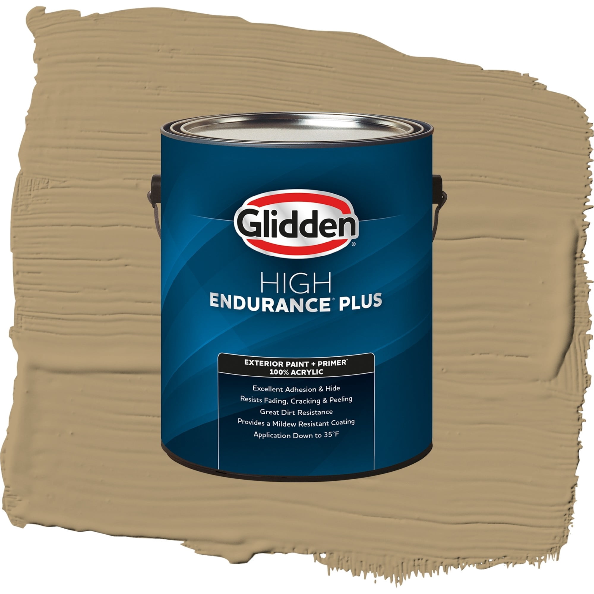 Glidden High Endurance Plus Jute Satin Exterior Paint and Primer, 1 Gallon