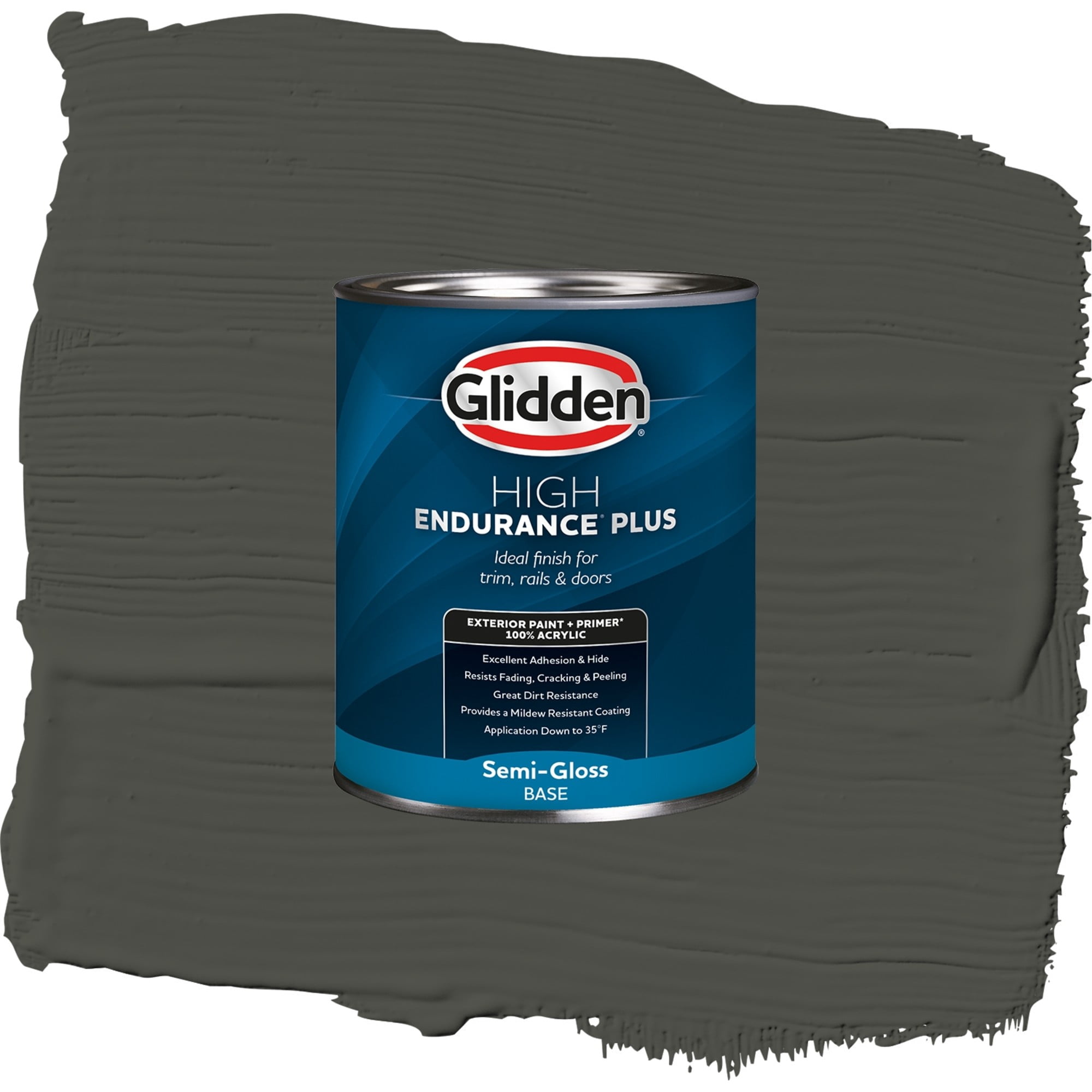 Glidden High Endurance Plus Licorice Semi Gloss Exterior Paint and Primer, 1 Quart