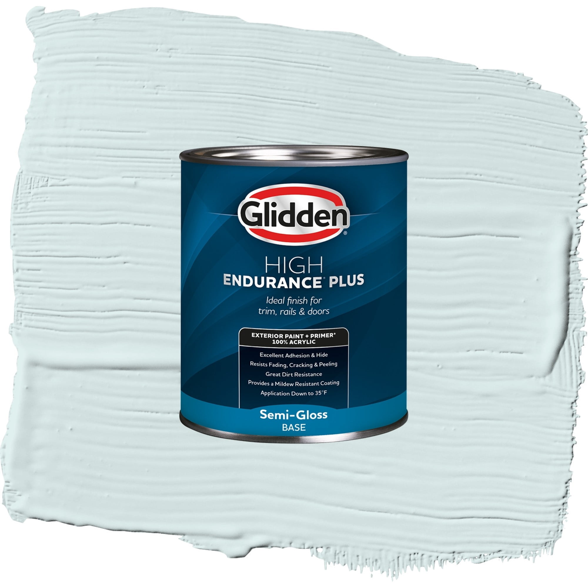 Glidden High Endurance Plus Meadowsweet Mist Satin Exterior Paint and Primer, 1 Quart