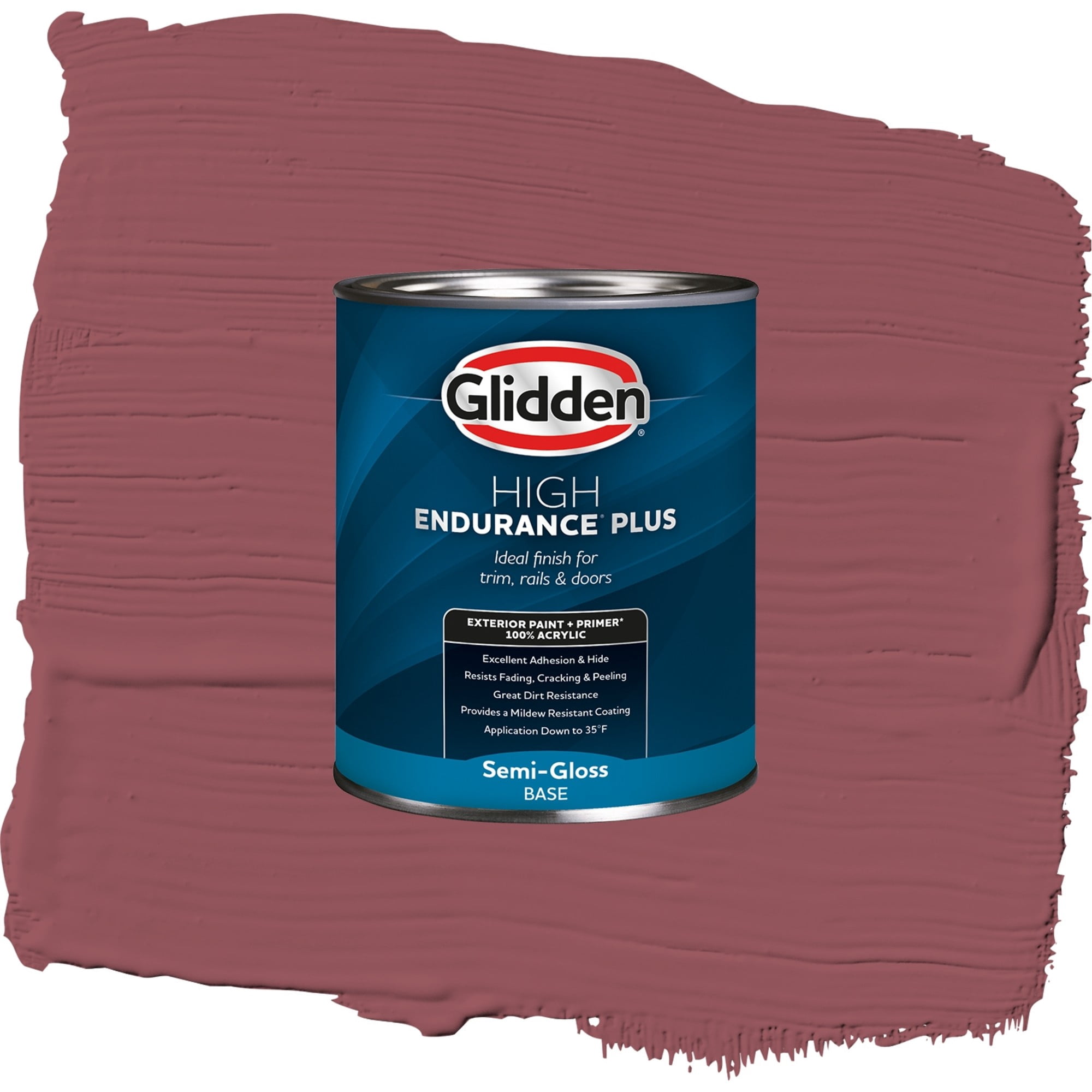 Glidden High Endurance Plus Mesa Red Semi Gloss Exterior Paint and Primer, 1 Quart