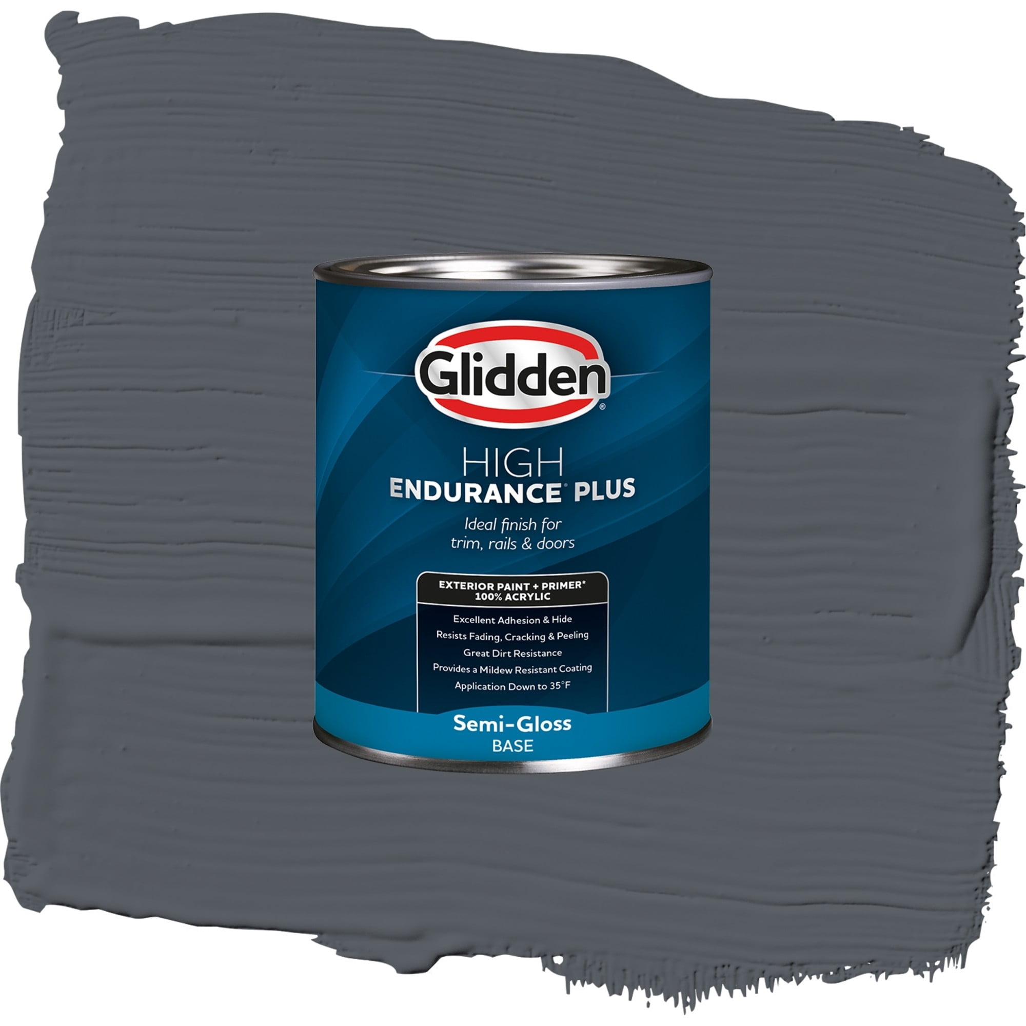 Glidden High Endurance Plus Moody Sky Satin Exterior Paint and Primer, 1 Quart