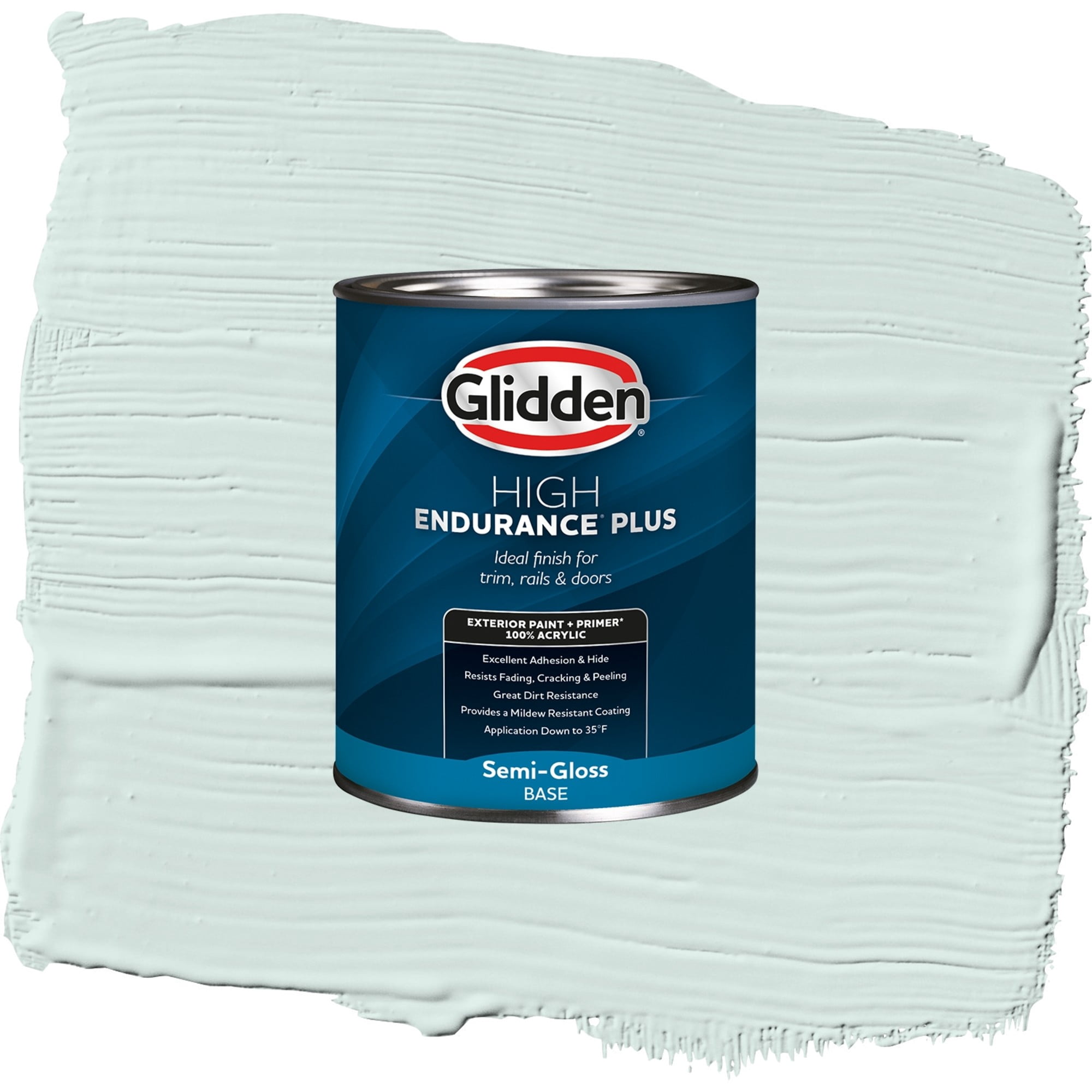 Glidden High Endurance Plus Morning Breeze Satin Exterior Paint and Primer, 1 Quart