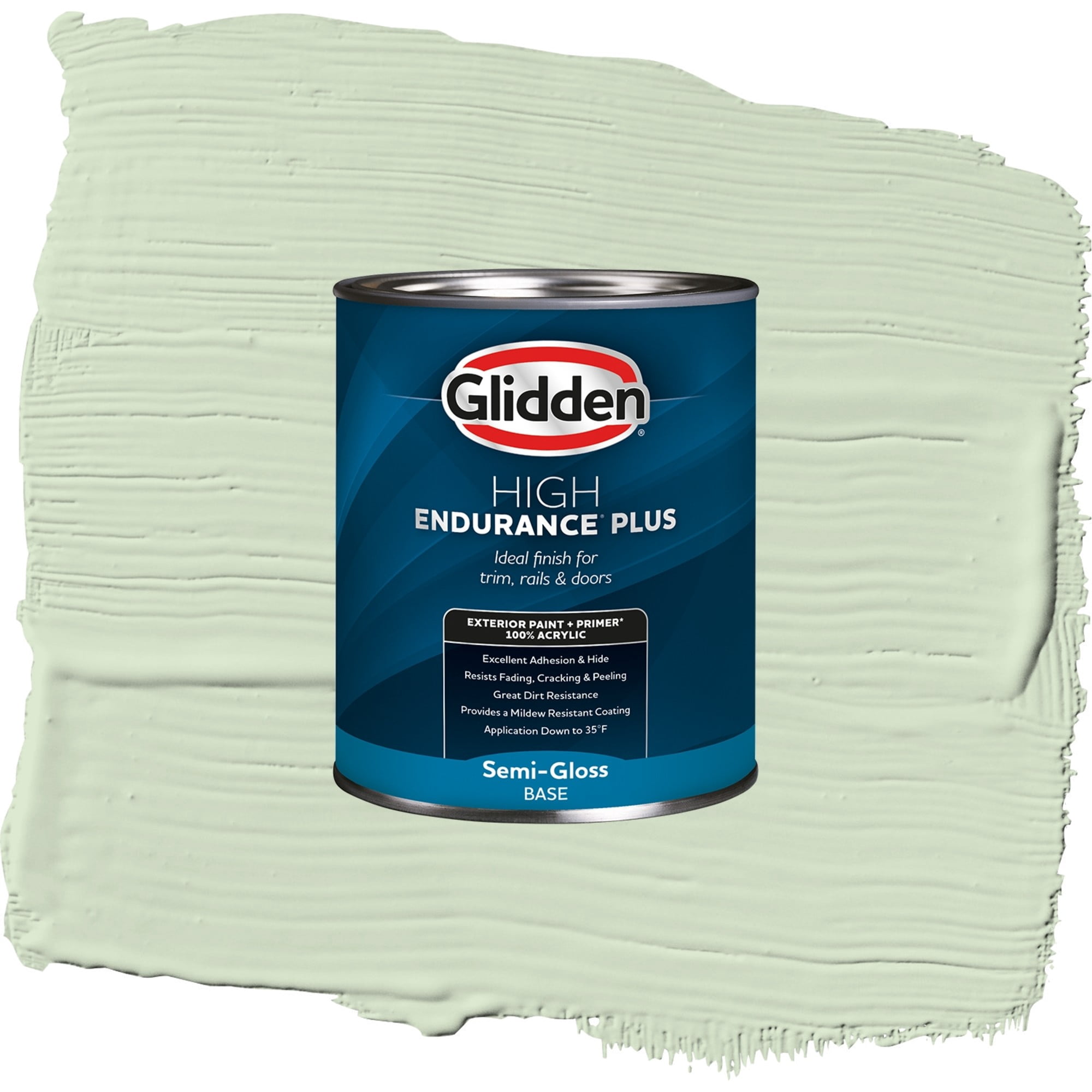 Glidden High Endurance Plus Pale Moss Green Satin Exterior Paint and Primer, 1 Quart