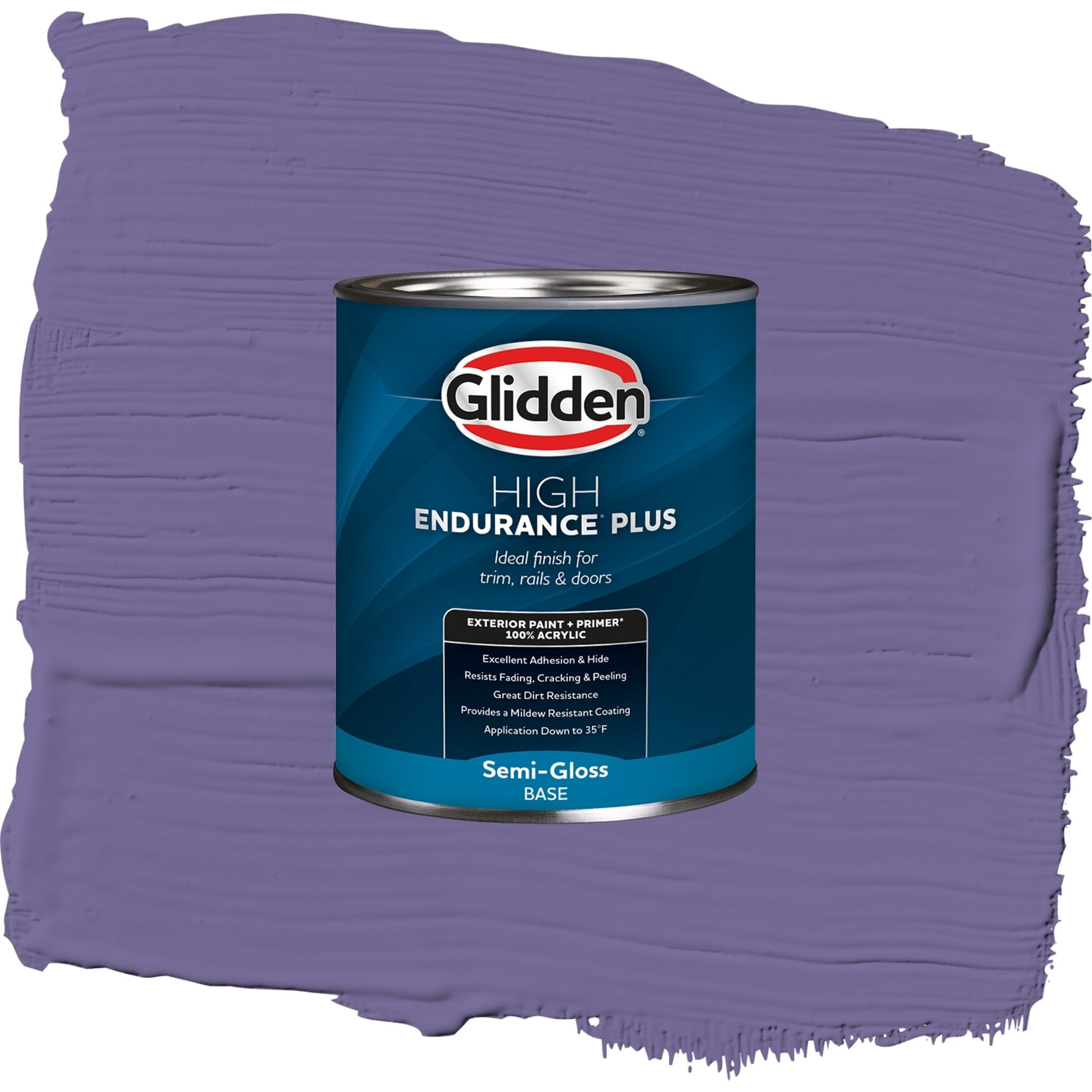 Glidden High Endurance Plus Purple Grapes Satin Exterior Paint and Primer, 1 Quart