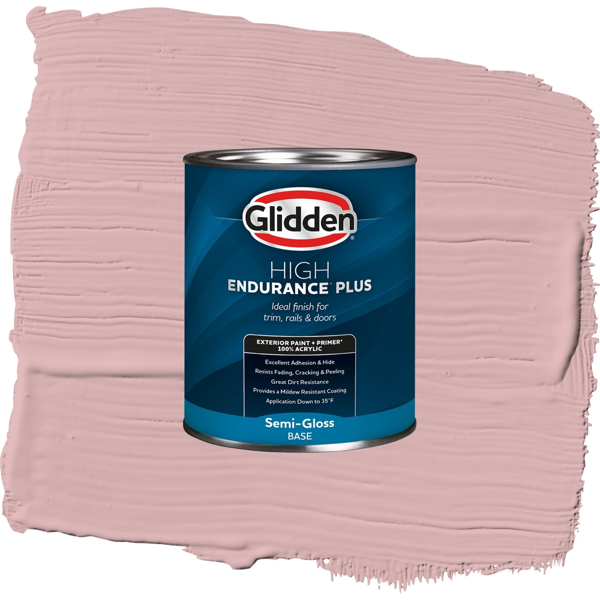 Glidden High Endurance Plus Radiant Rouge Satin Exterior Paint and Primer, 1 Quart