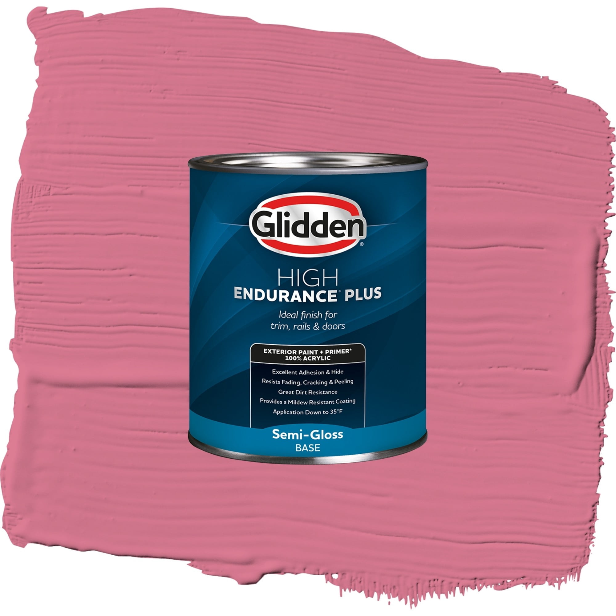 Glidden High Endurance Plus Razzberries Semi Gloss Exterior Paint and Primer, 1 Quart