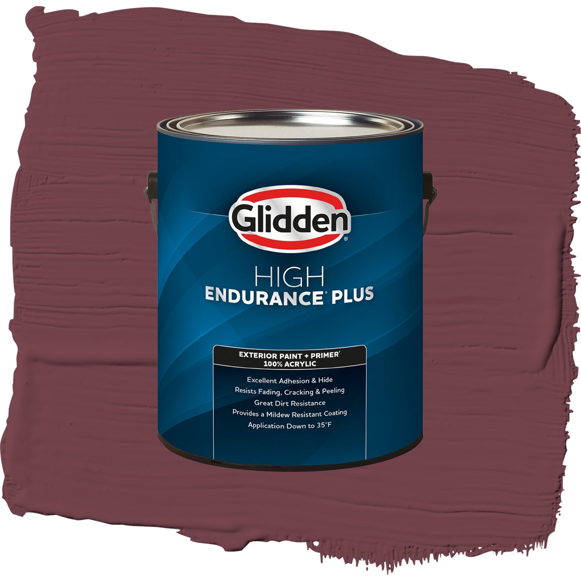 Glidden High Endurance Plus Red Red Wine Flat Exterior Paint and Primer, 1 Gallon