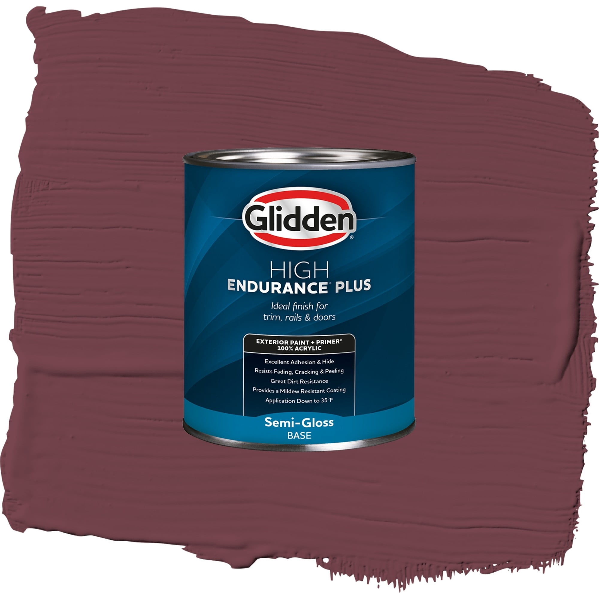 Glidden High Endurance Plus Red Red Wine Semi Gloss Exterior Paint and Primer, 1 Quart