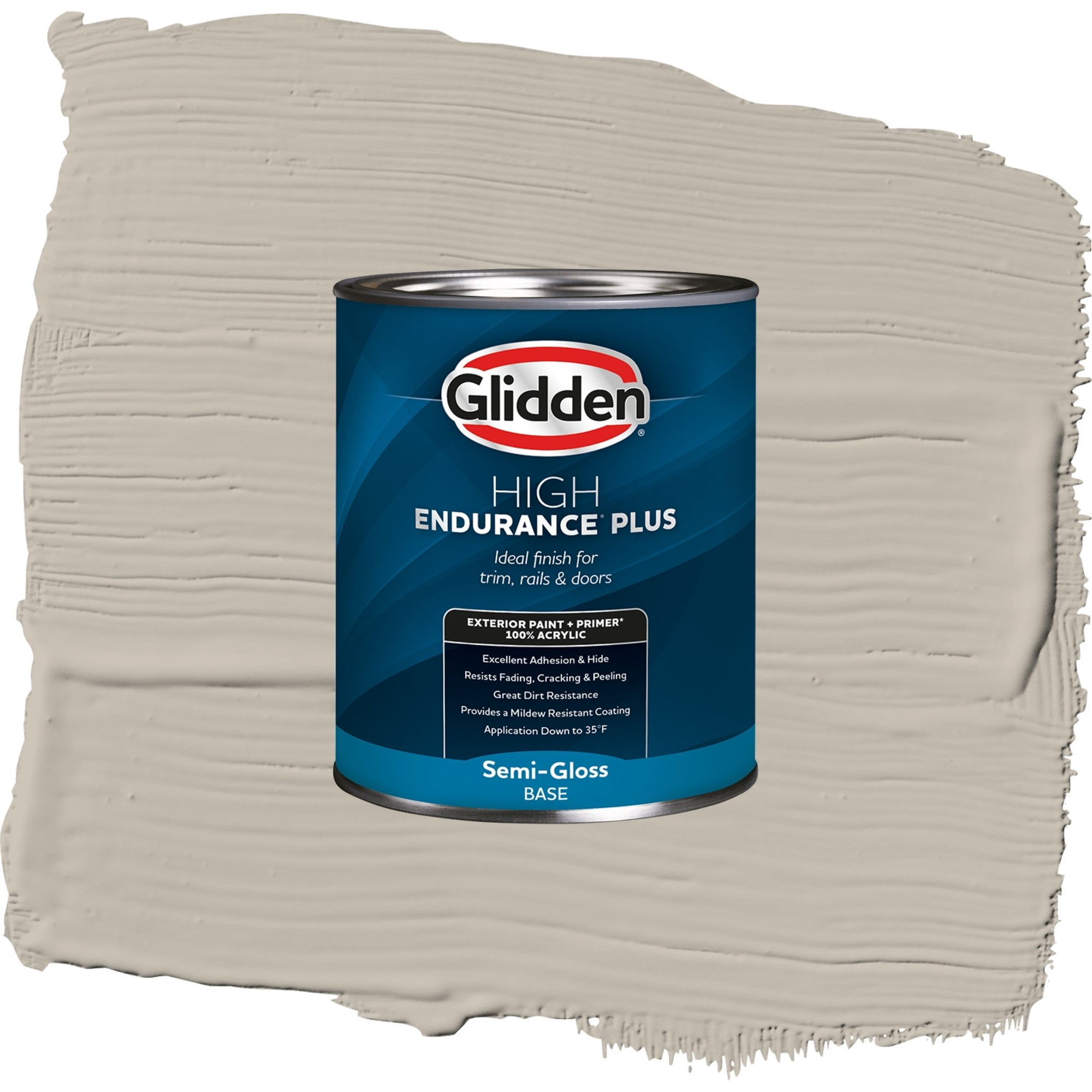 Glidden High Endurance Plus Rocky Road Satin Exterior Paint and Primer, 1 Quart