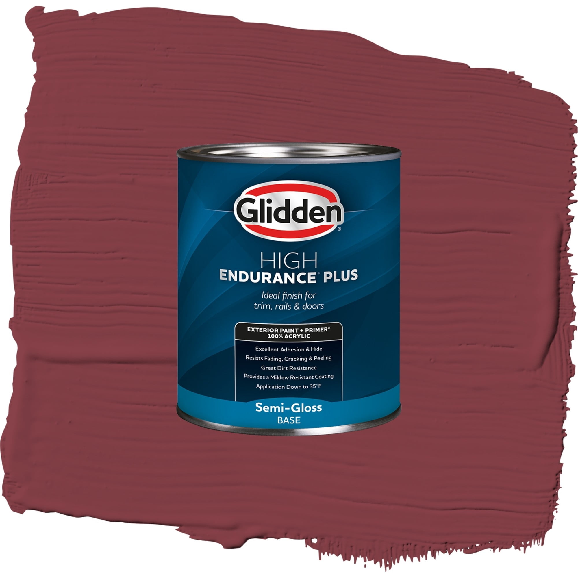 Glidden High Endurance Plus Ruby Lips Semi Gloss Exterior Paint and Primer, 1 Quart