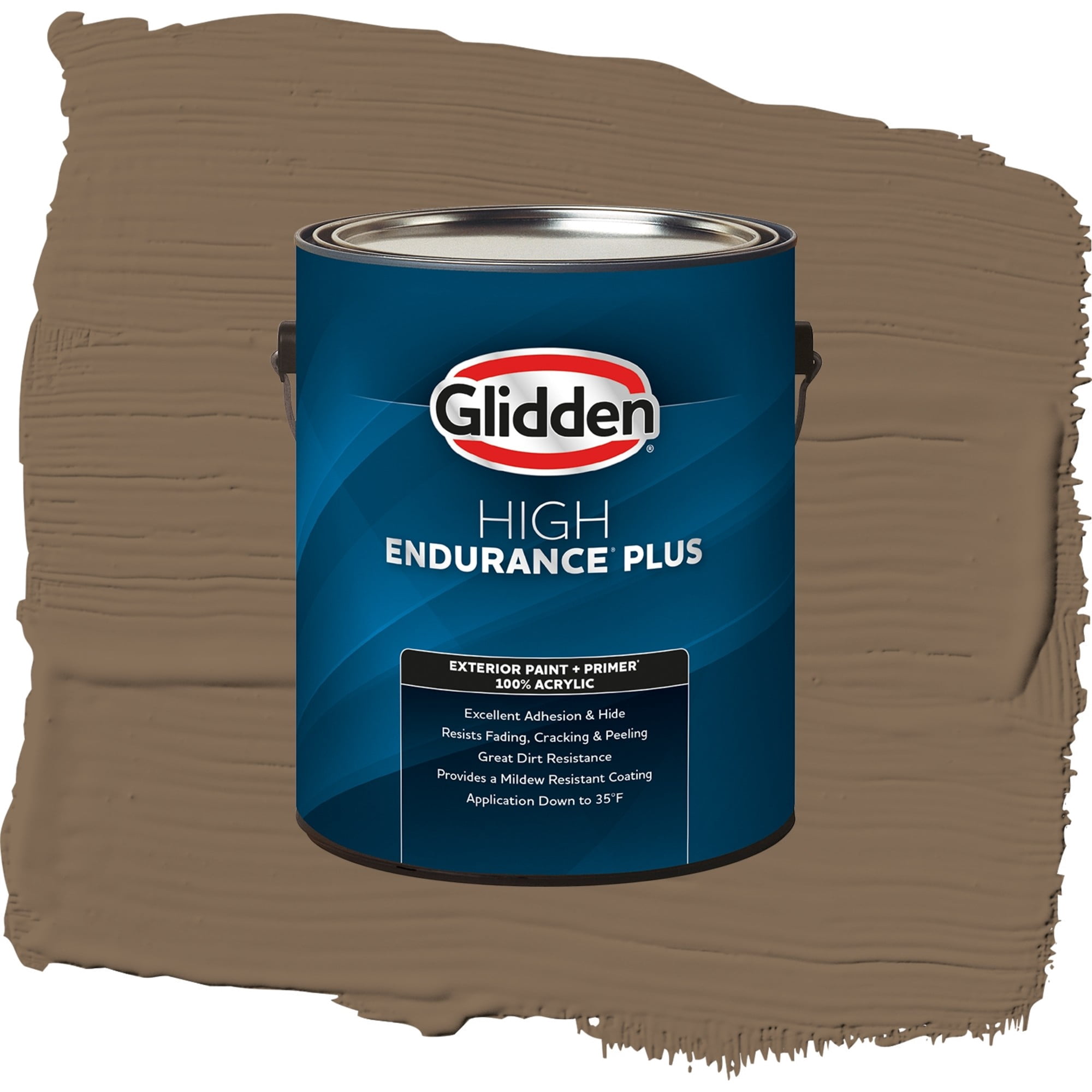 Glidden High Endurance Plus Salted Pretzel Satin Exterior Paint and Primer, 1 Gallon