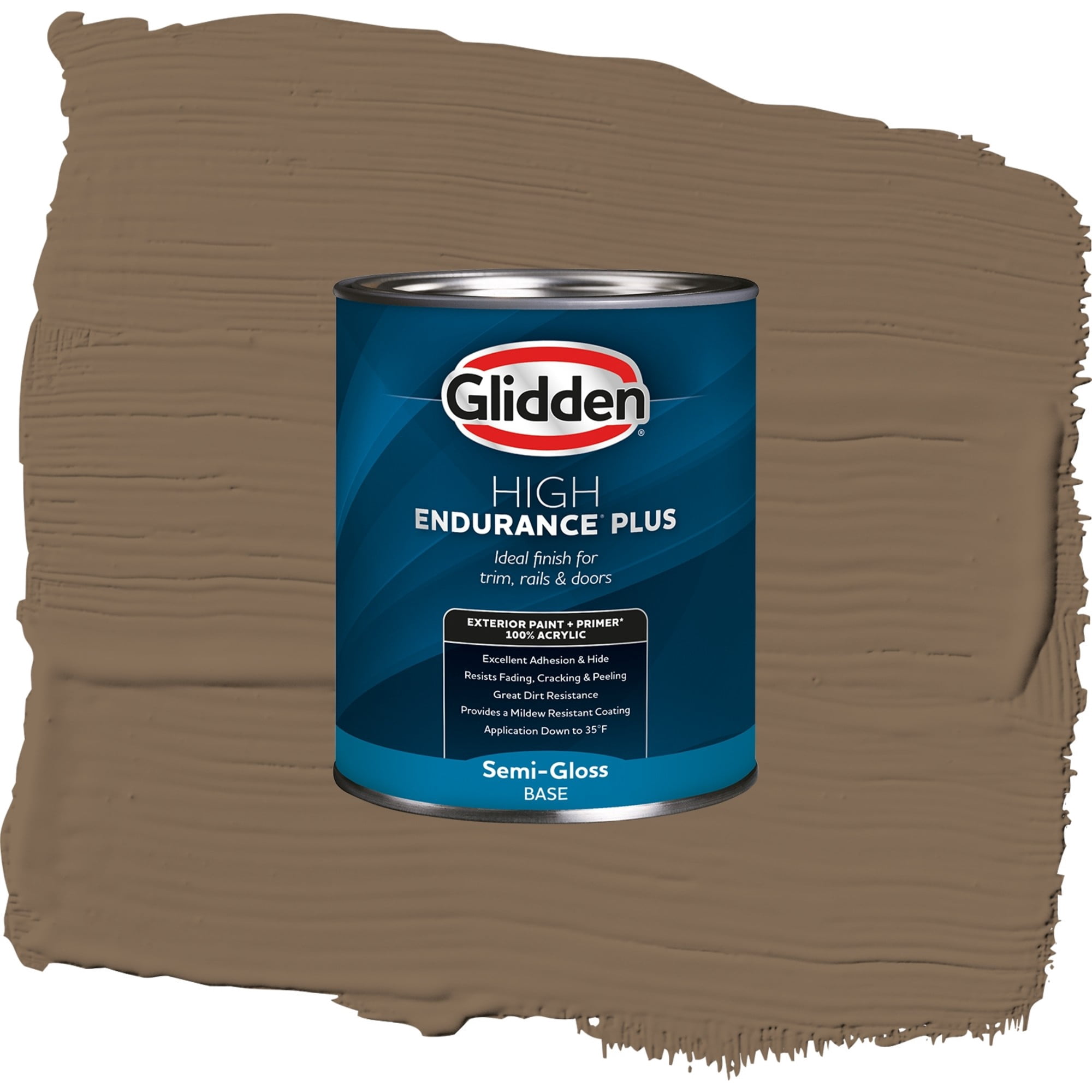 Glidden High Endurance Plus Salted Pretzel Semi Gloss Exterior Paint and Primer, 1 Quart
