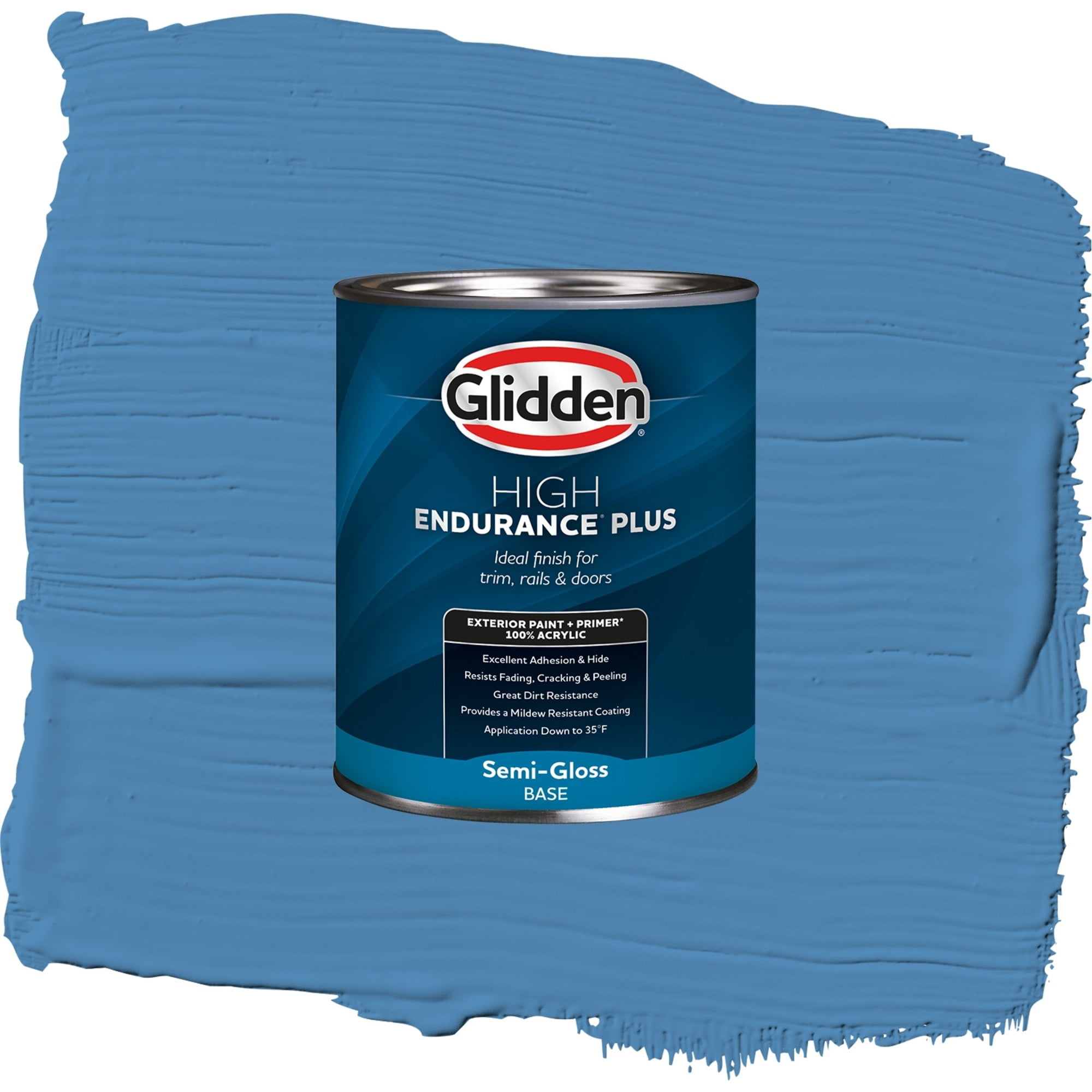 Glidden High Endurance Plus Ship's Harbor Satin Exterior Paint and Primer, 1 Quart