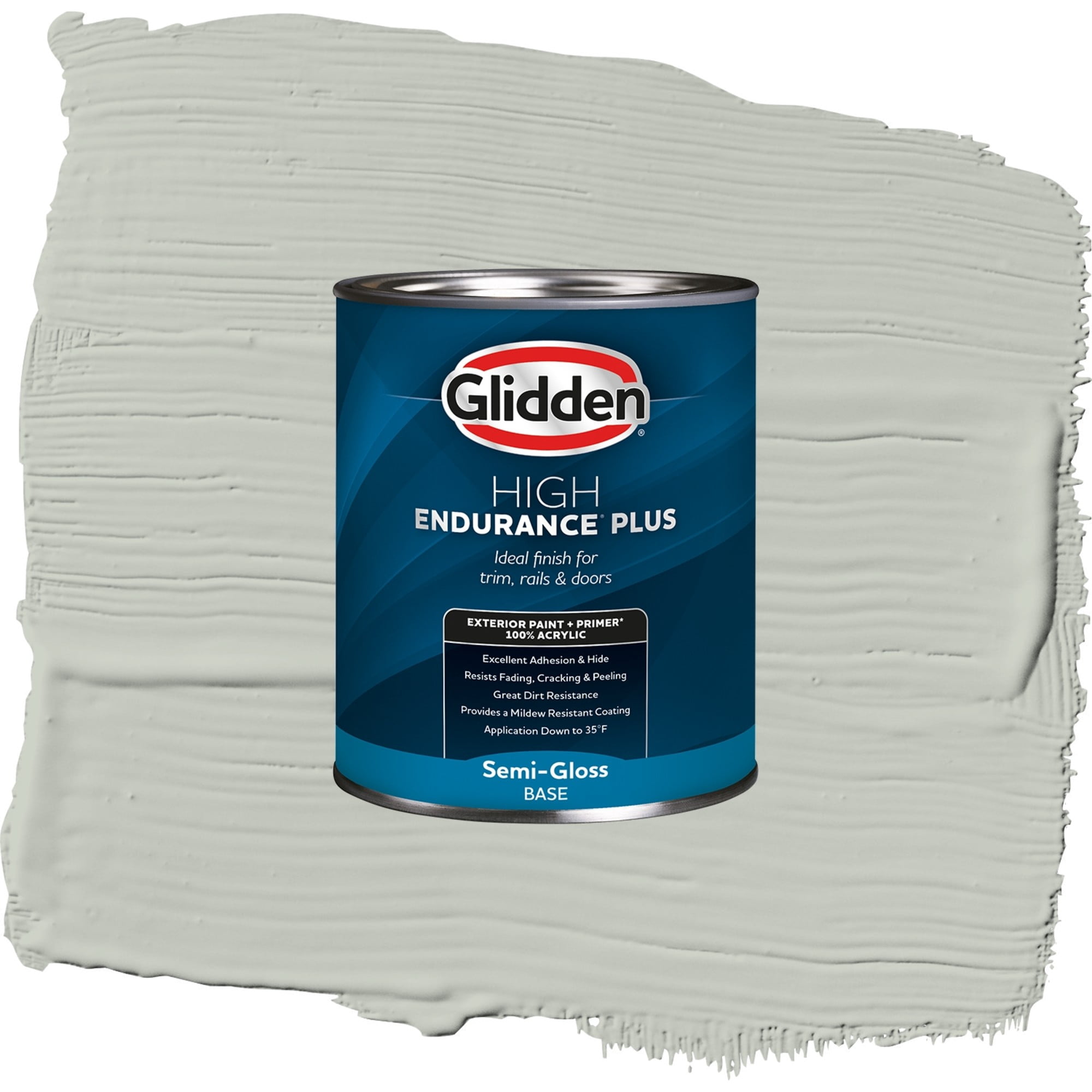 Glidden High Endurance Plus Silent Storm Satin Exterior Paint and Primer, 1 Quart