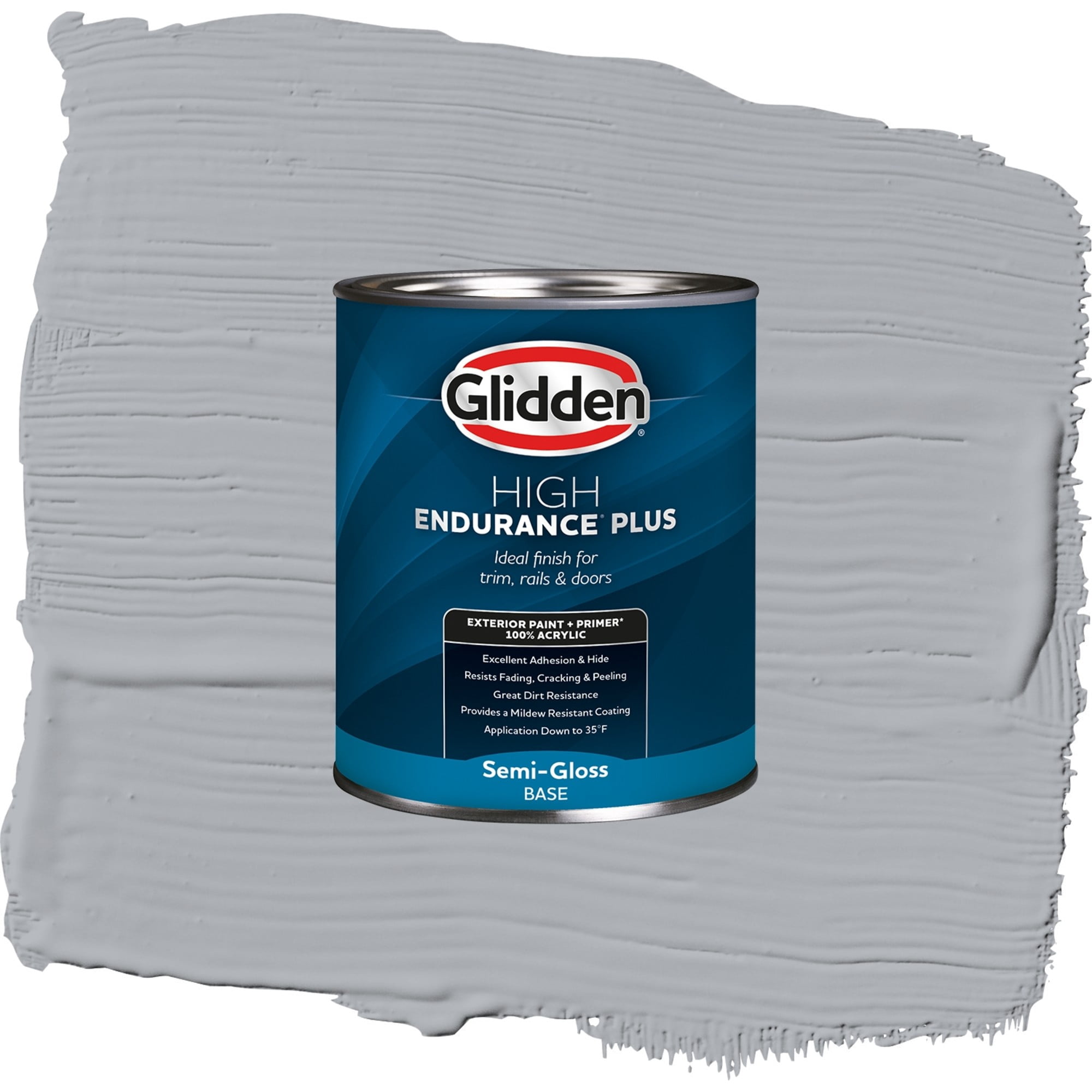 Glidden High Endurance Plus Silver Charm Satin Exterior Paint and Primer, 1 Quart