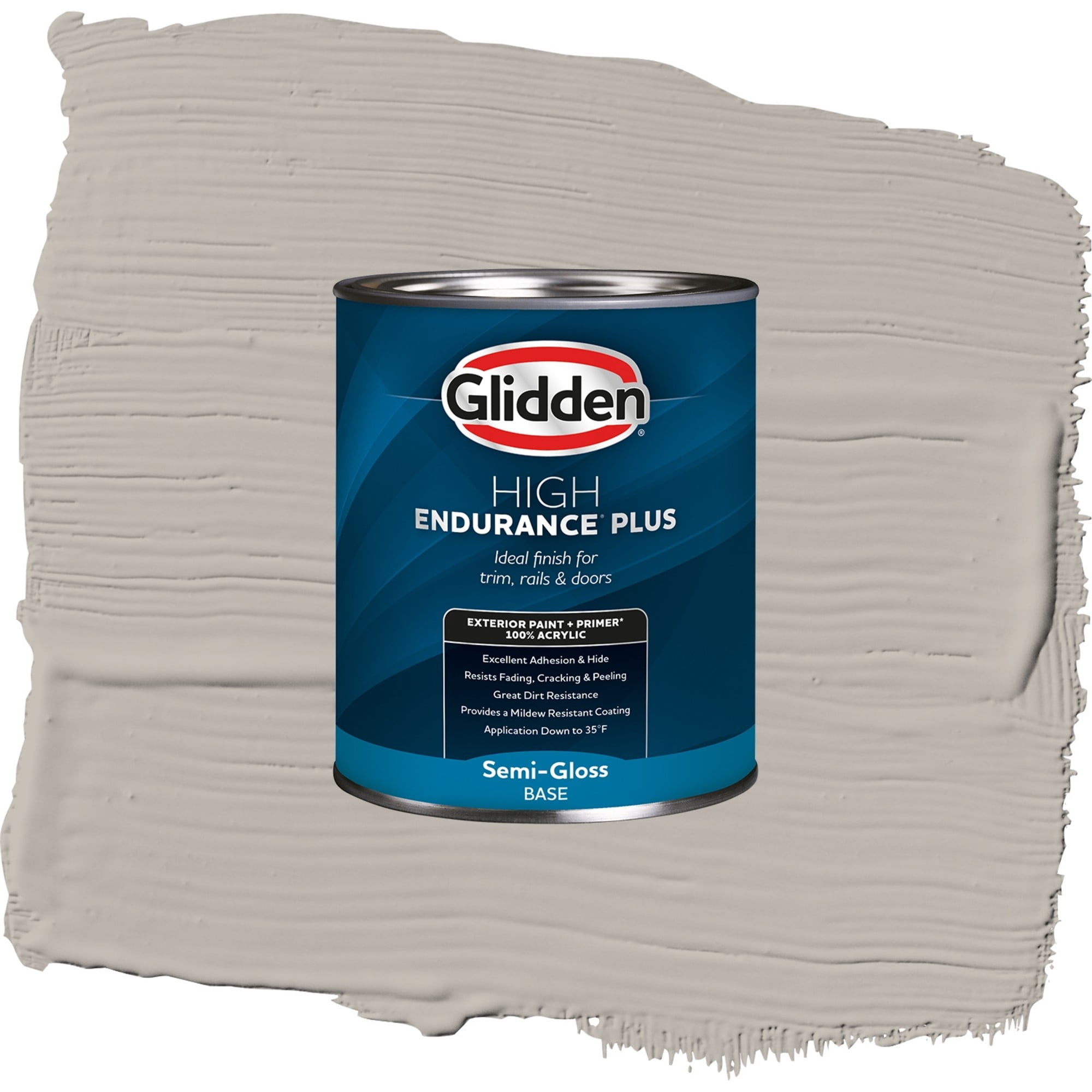 Glidden High Endurance Plus Silver Dollar Semi Gloss Exterior Paint and Primer, 1 Quart