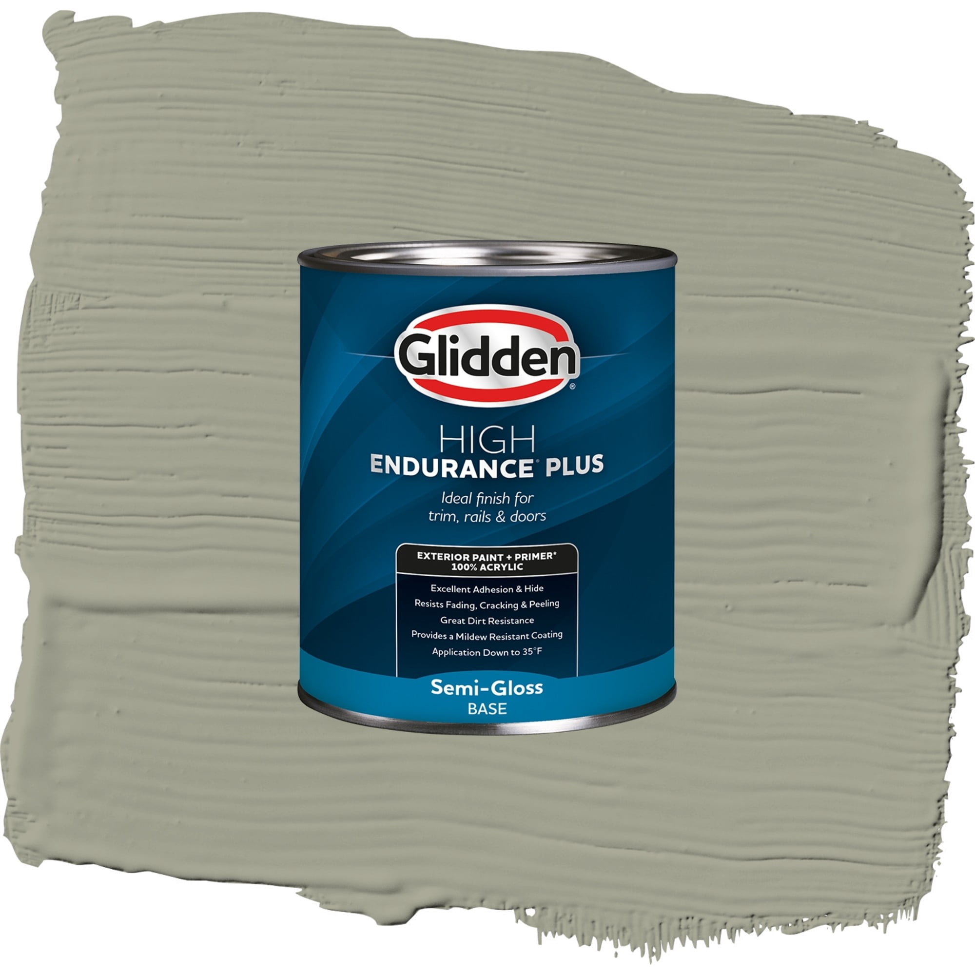 Glidden High Endurance Plus Smoky Slate Satin Exterior Paint and Primer, 1 Quart