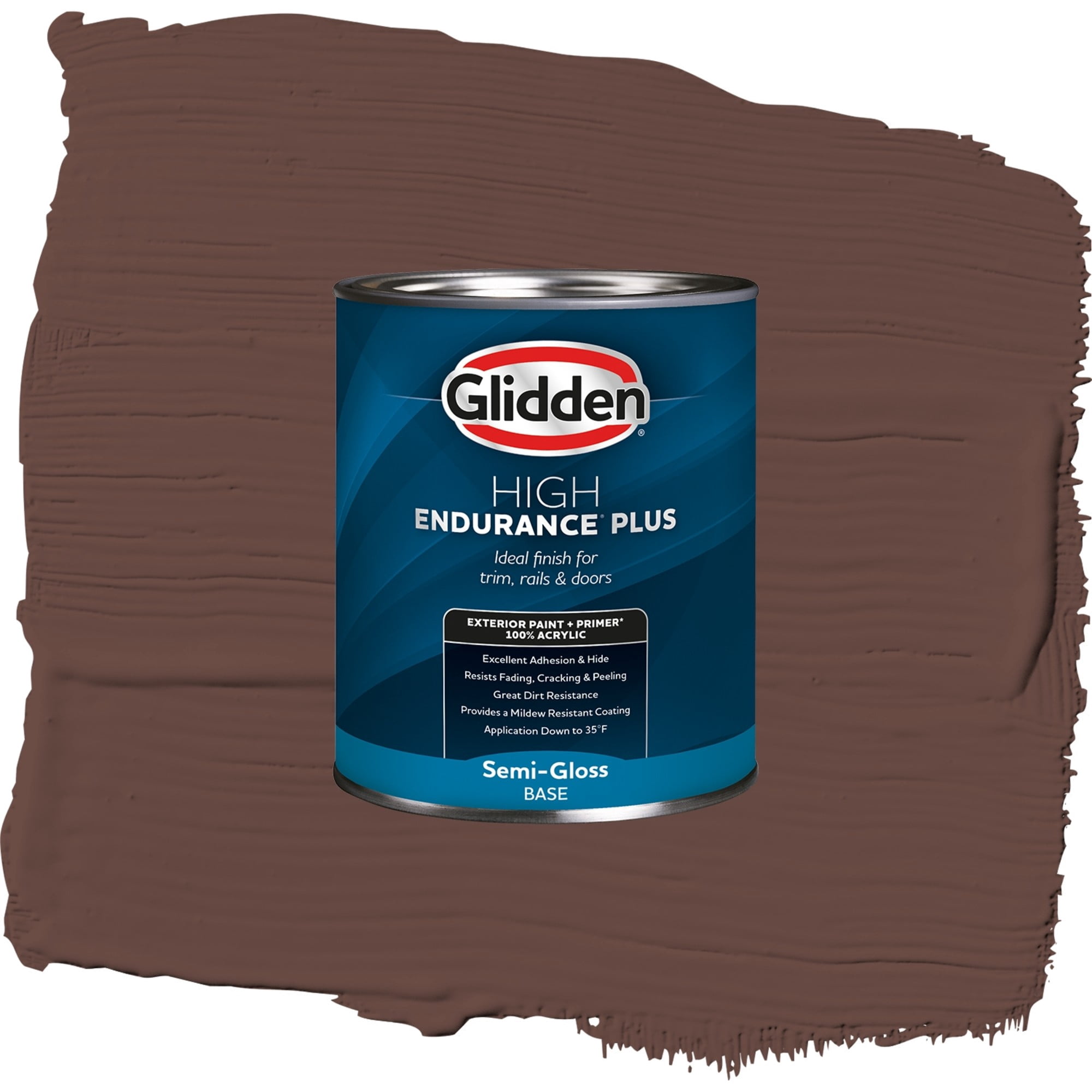 Glidden High Endurance Plus Spiced Wine Satin Exterior Paint and Primer, 1 Quart