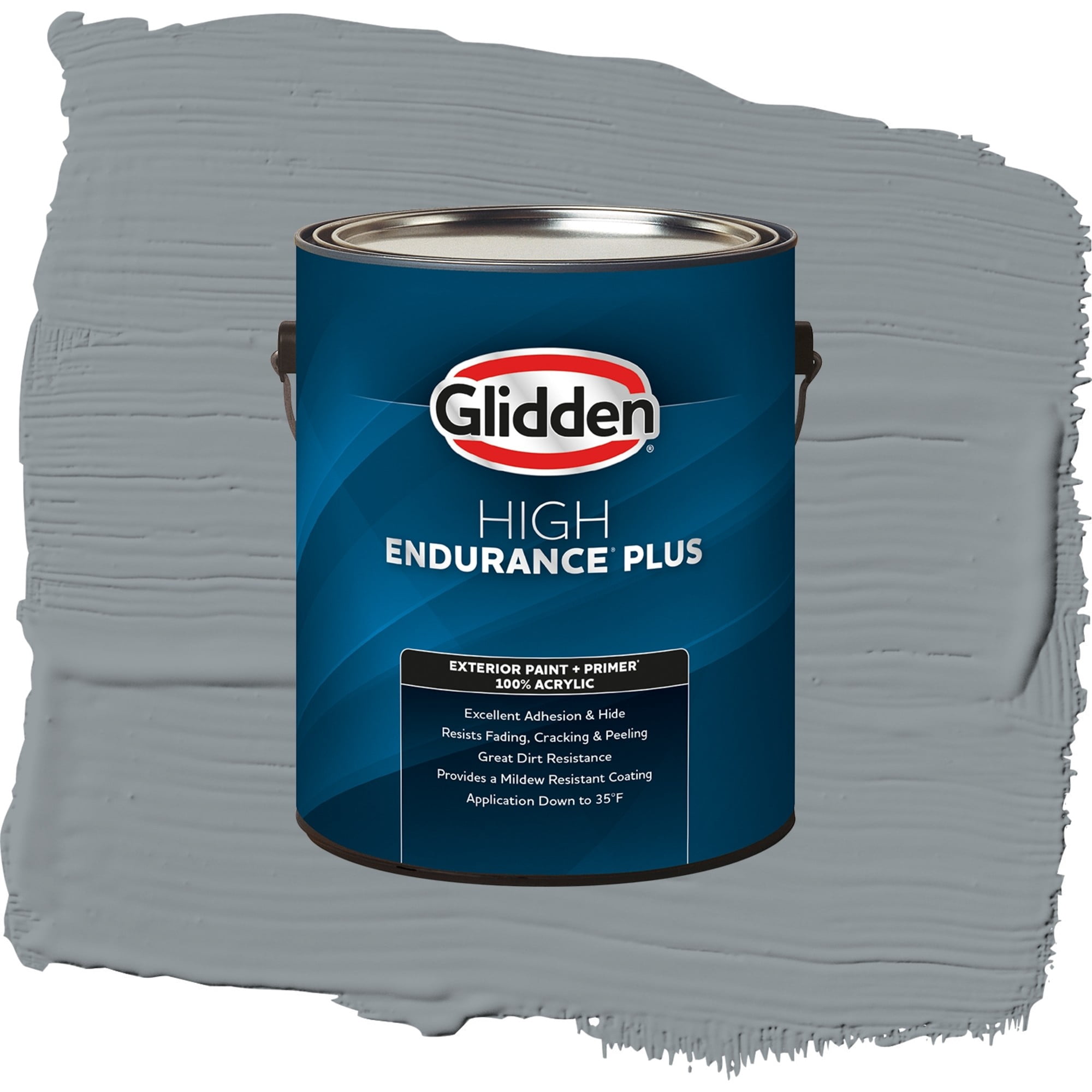 Glidden High Endurance Plus Steeple Gray Satin Exterior Paint and Primer, 1 Gallon