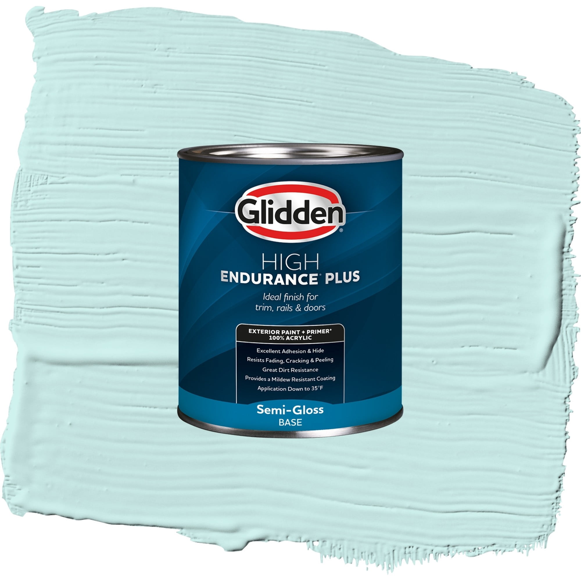 Glidden High Endurance Plus Swan Lake Satin Exterior Paint and Primer, 1 Quart