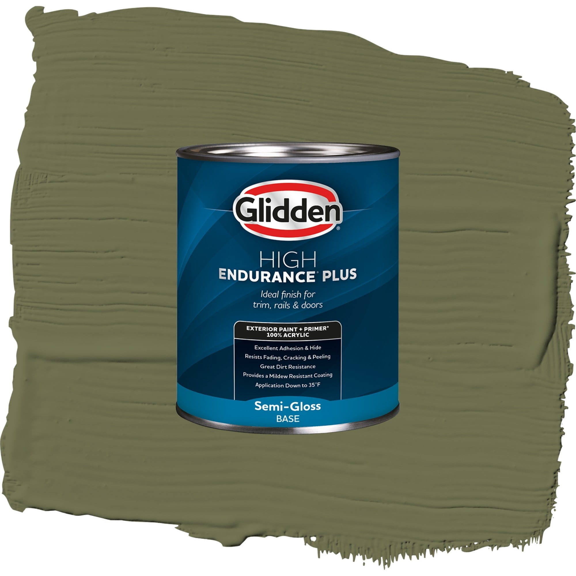 Glidden High Endurance Plus Toy Tank Green Semi Gloss Exterior Paint and Primer, 1 Quart