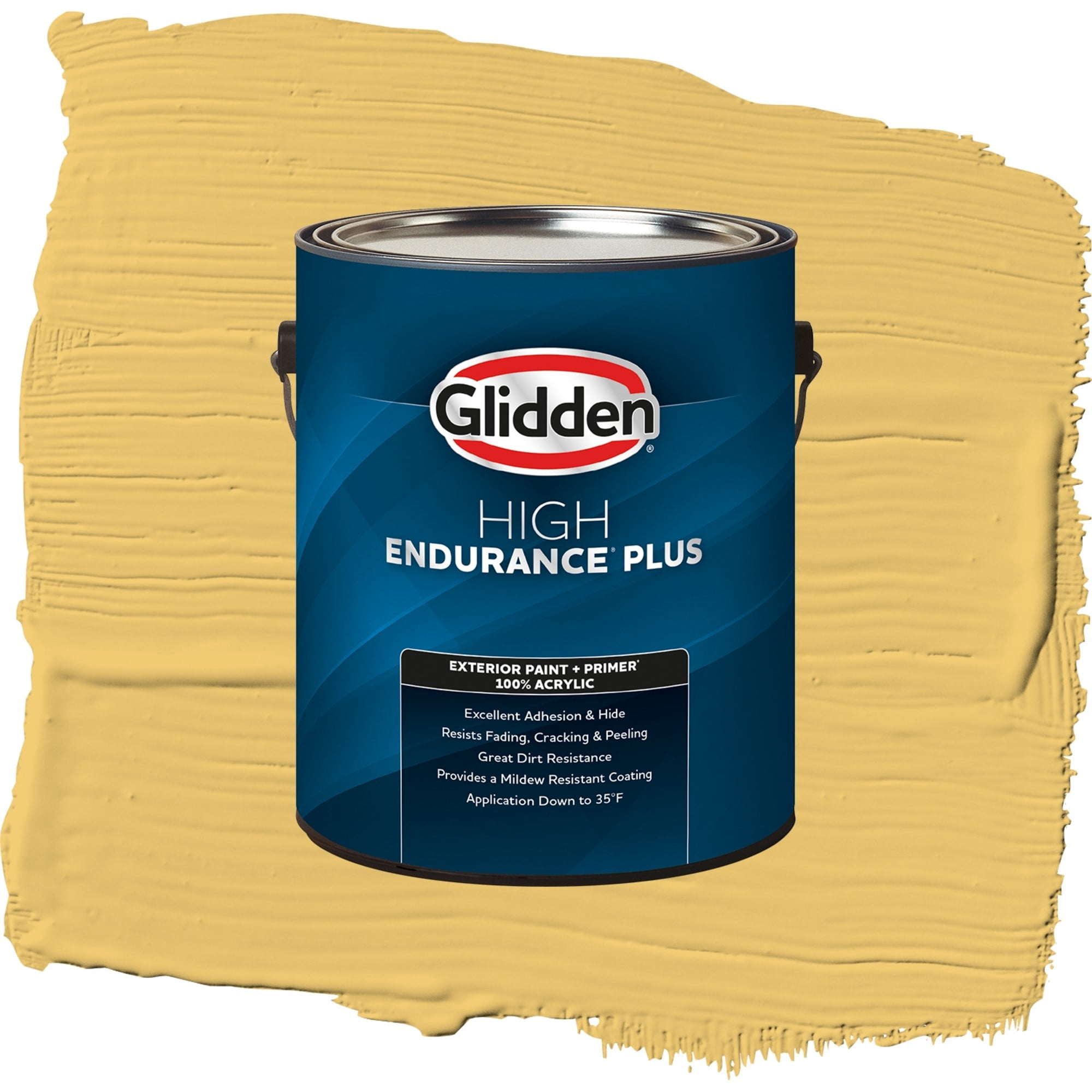 Glidden High Endurance Plus Turner's Yellow Satin Exterior Paint and Primer, 1 Gallon