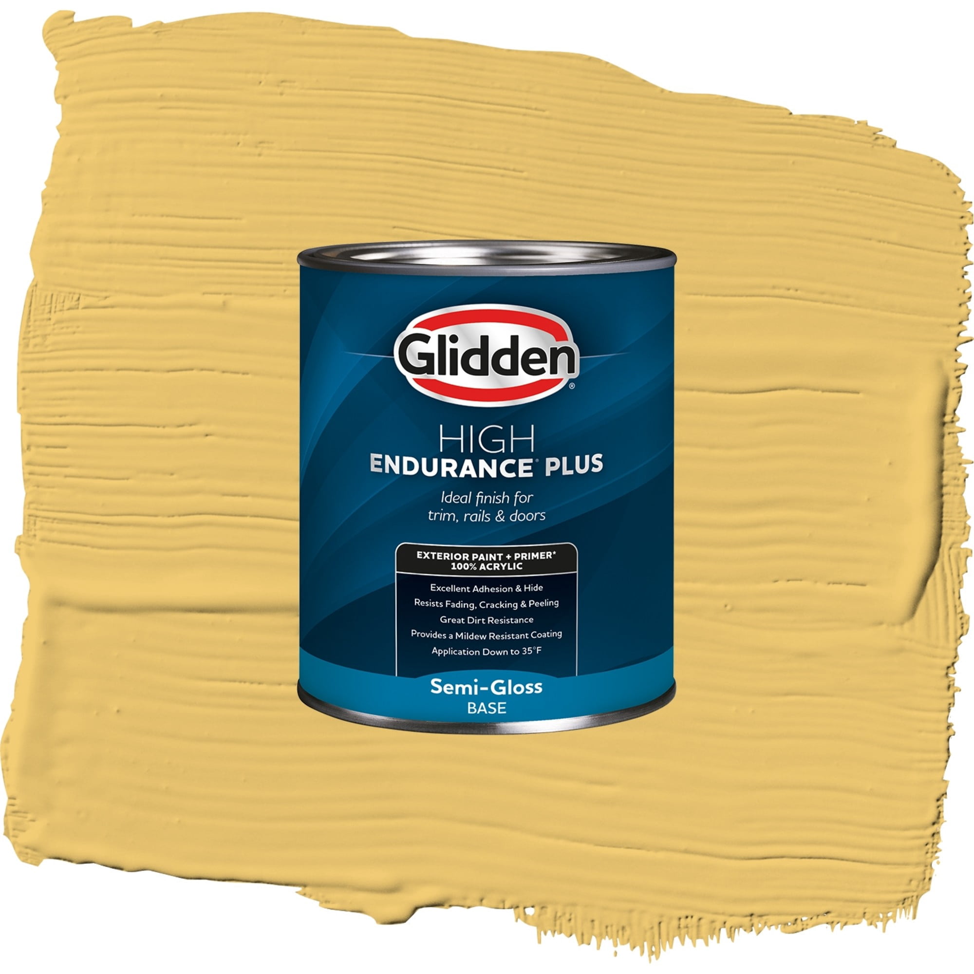 Glidden High Endurance Plus Turner's Yellow Semi Gloss Exterior Paint and Primer, 1 Quart