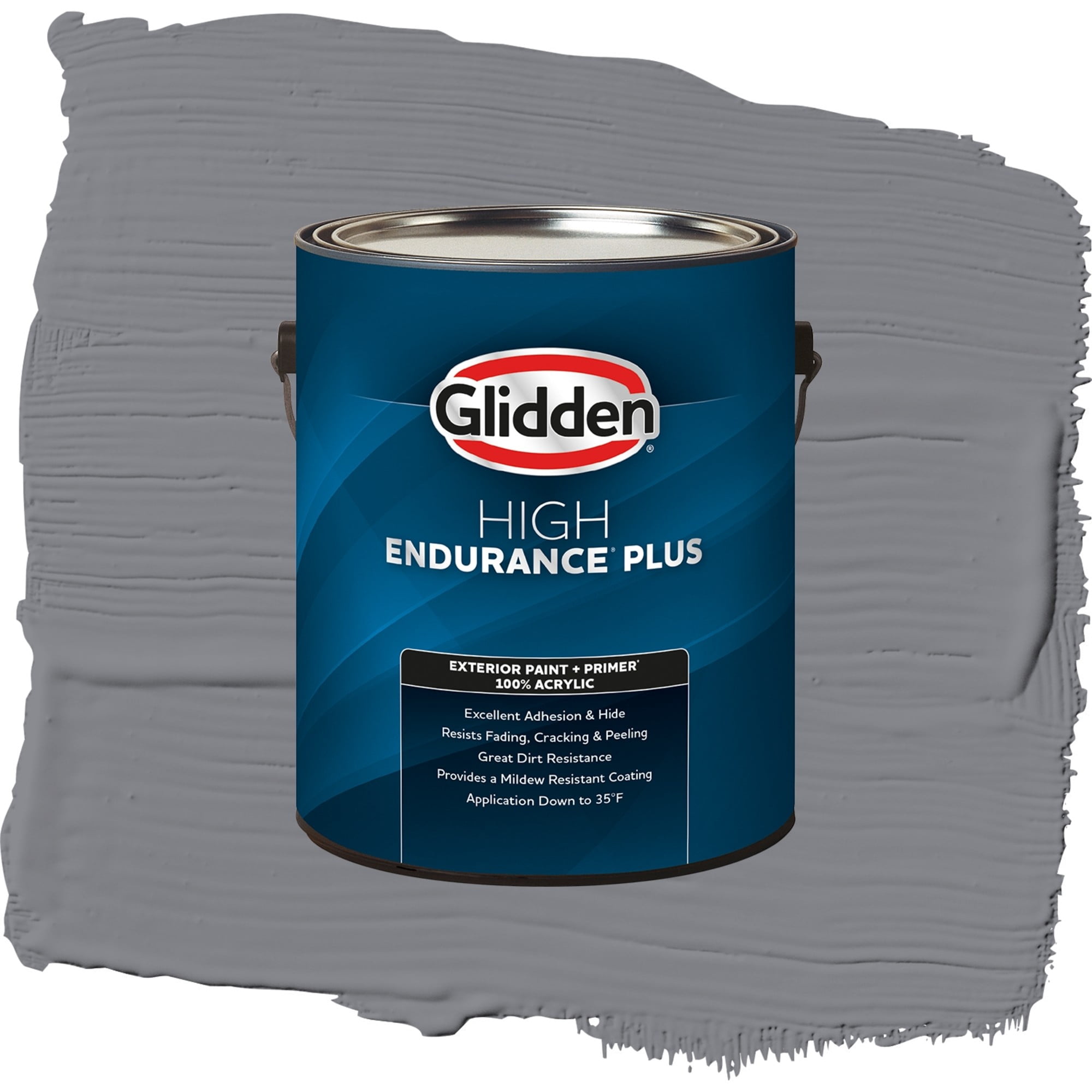 Glidden High Endurance Plus Victorian Pewter Satin Exterior Paint and Primer, 1 Gallon