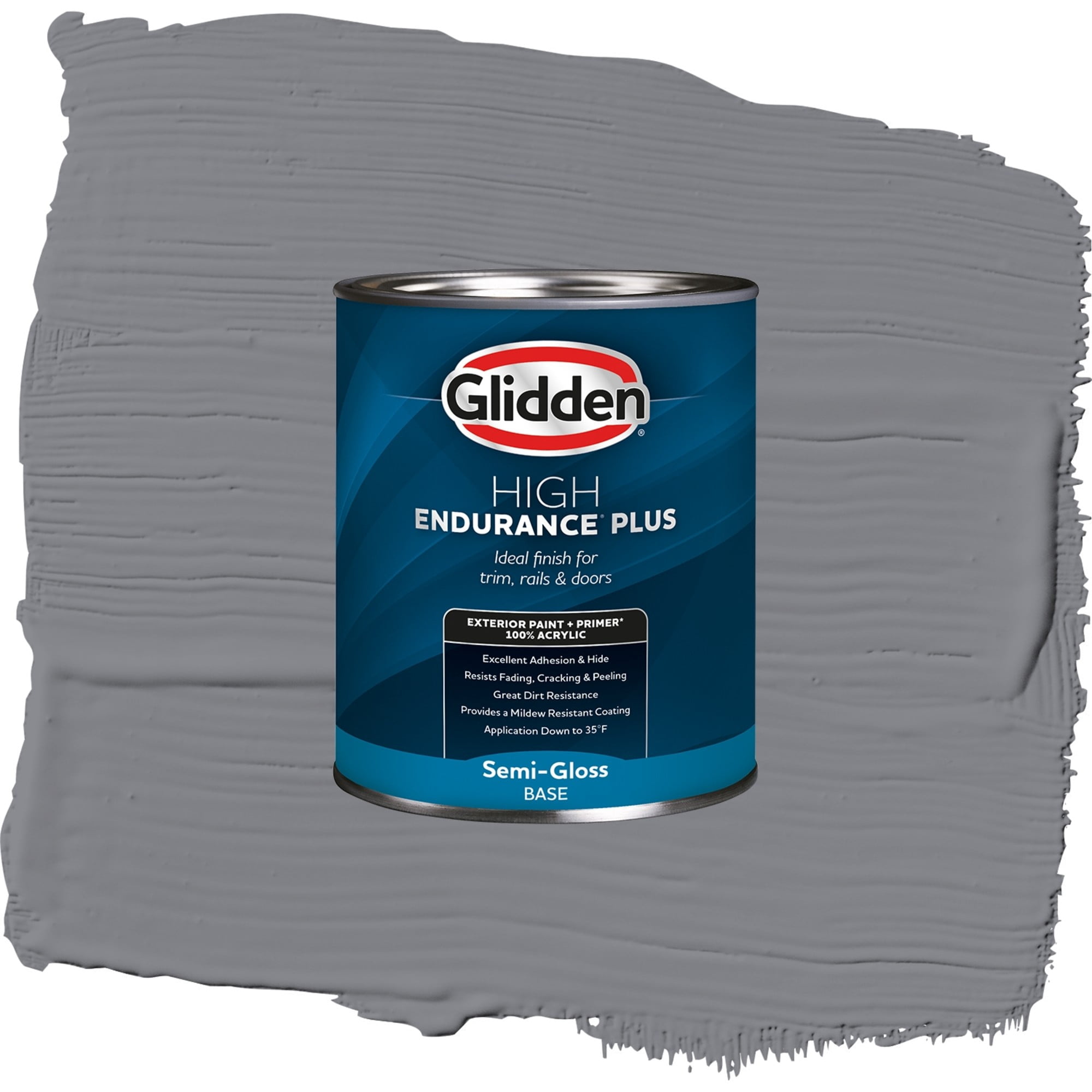 Glidden High Endurance Plus Victorian Pewter Satin Exterior Paint and Primer, 1 Quart
