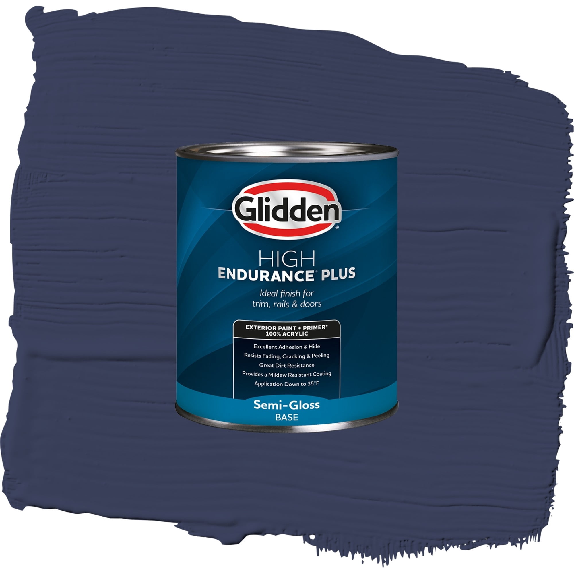 Glidden High Endurance Plus Victory Blue Semi Gloss Exterior Paint and Primer, 1 Quart