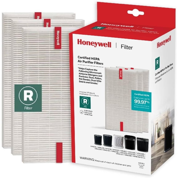 HEPA Air Purifier Filter R, 3-Pack for HPA 100/200/300, 3000 and 5000 Series - Airborne Allergen Air Filter Replacement Targets Wildfire/Smoke, Pollen, Pet Dander, and Dust