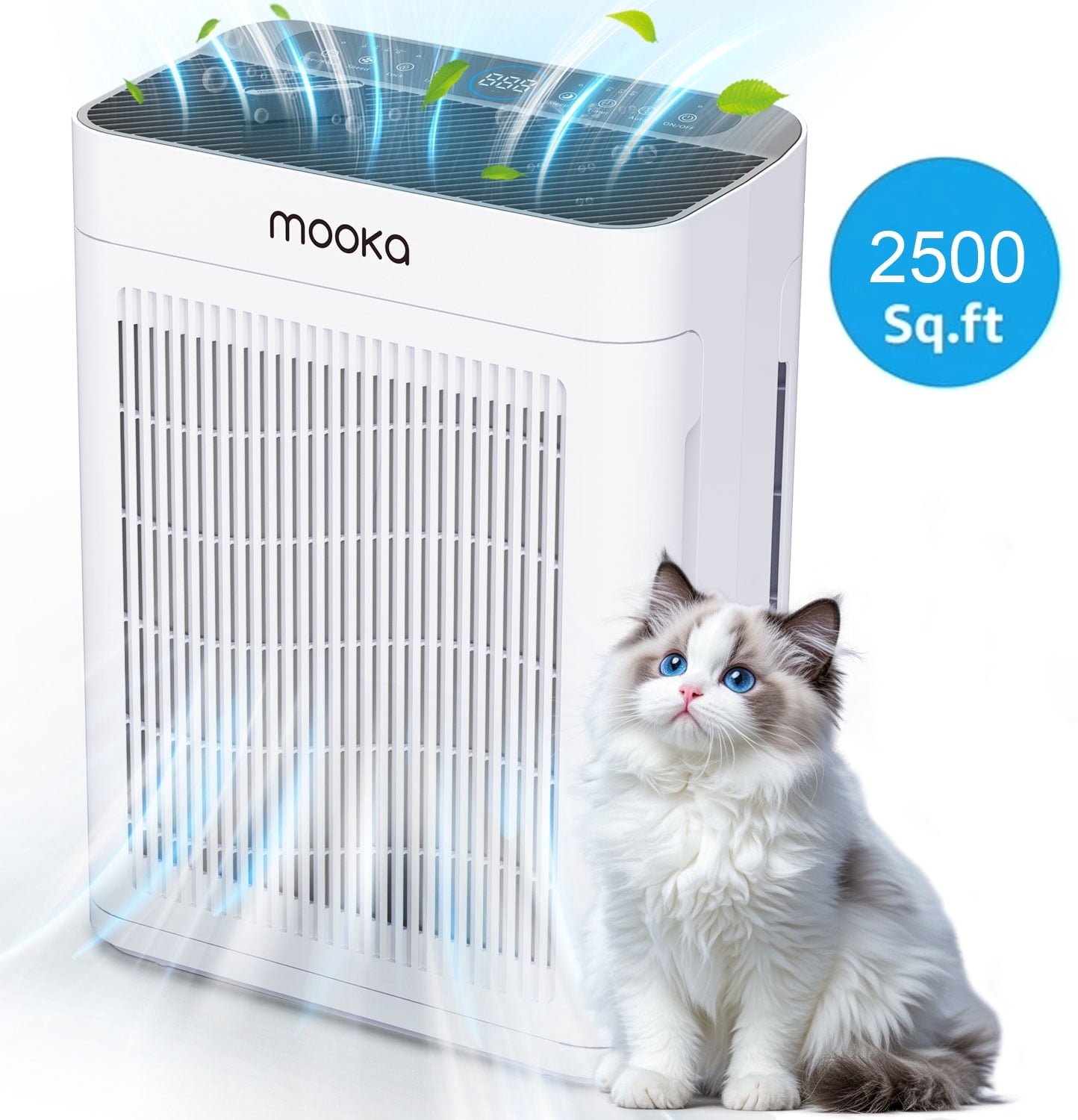 HEPA Air Purifier for Home Up to 2500 Sq.Ft, Allergens Smoke Pollen Pets Hair, Desktop Air Cleaner with True HEPA Filter, Sleep Mode, Night Light, Odors Dust, 20dB Air Purifiers for Bedroom