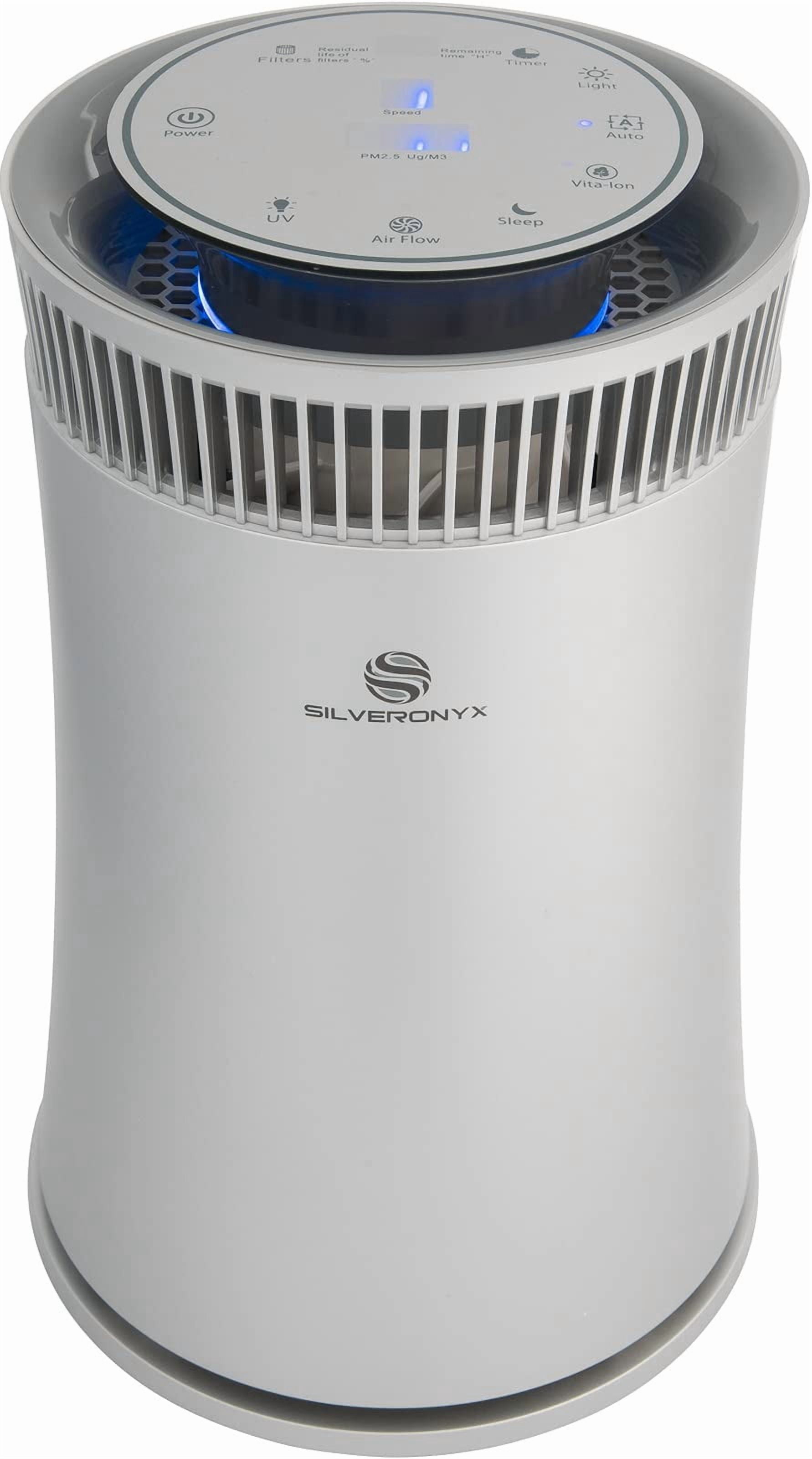 Air Purifier for Home Large Room – 5-in-1 HEPA Filter System, Covers Up to 500 Sq Ft for New Home for Allergies, Pets, Smoke, Remove Dust, Odor, Quiet, High Filtration Efficiency – SILVERONYX, Silver