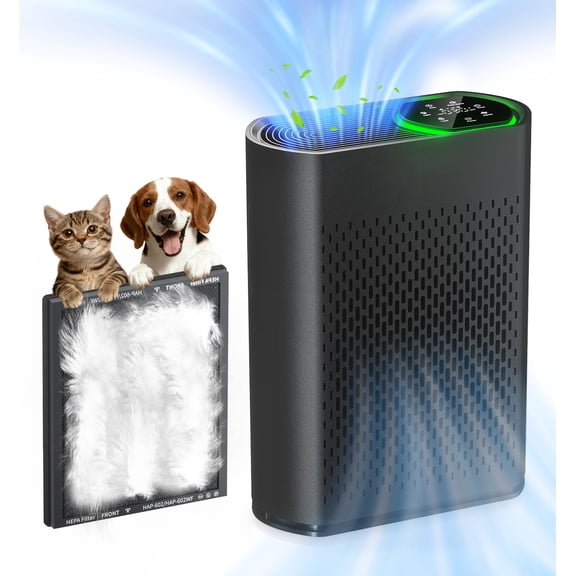 HEPA Air Purifiers for Home Large Room Cover 2400 Ft2,HEPA Air Cleaner with PM 2.5 Display Air Quality Sensors,Black