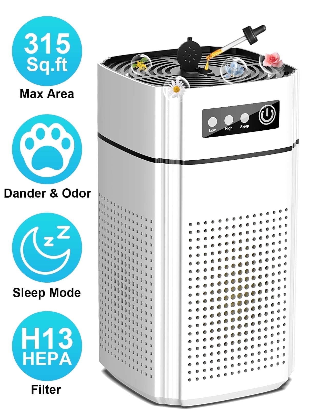 AIRFIRE Air Purifier, AP202 HEPA Air Purifiers for allergies & asthma, Wildfire, Pet Fur, Pollen, 1 PCS, White