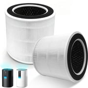 2 Pack DR-HAP005S Replacement Filters Compatible with Dreo Air Purifier, True H13 HEPA Filter, 4-Layer Carbon Filtration, BPA-Free (White)