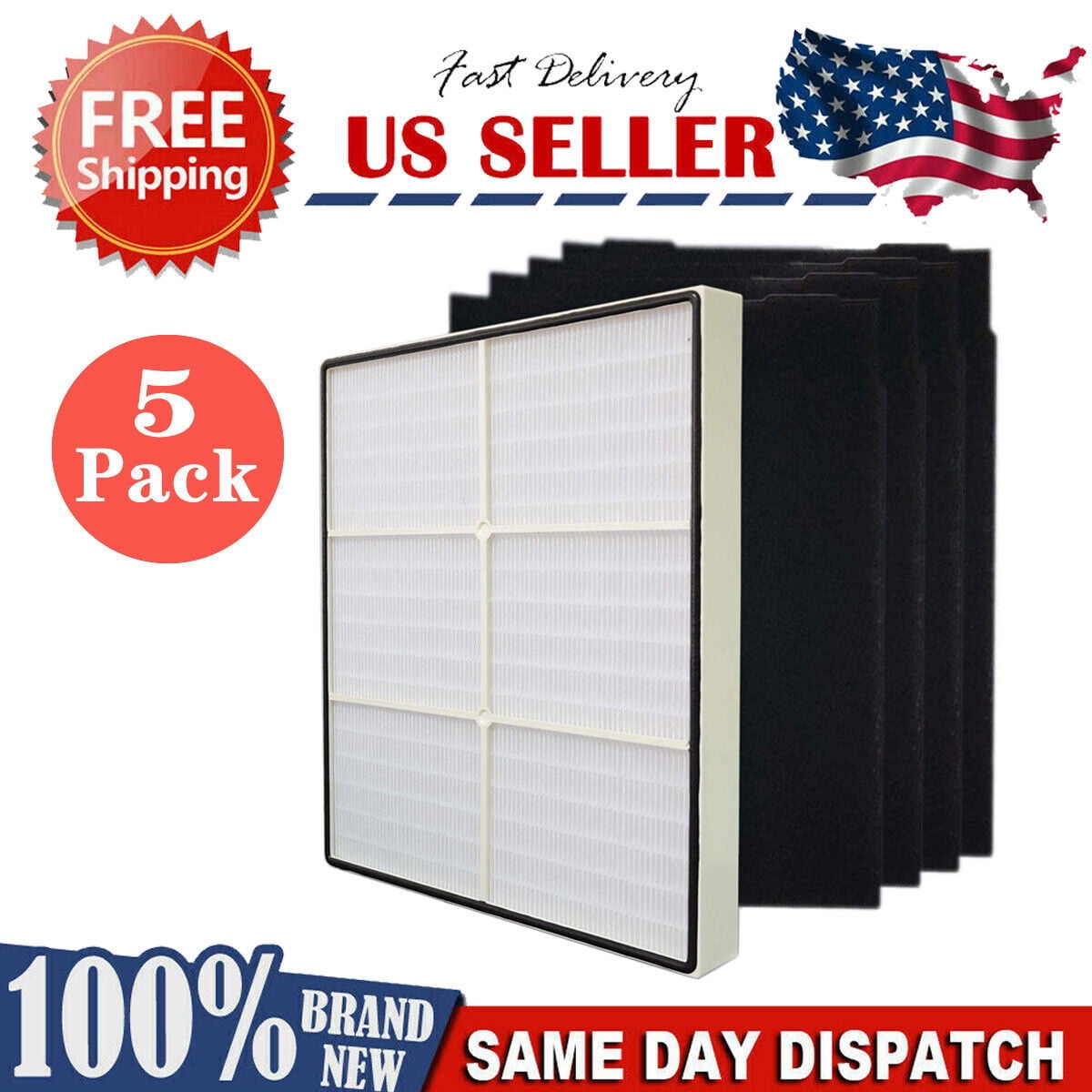 PETOX AP510 & AP450 Replacement Filter for Whirlpool Whispure 1183054K 8171434K AP450 AP510 AP51030K AP51030KB AP45030K WP500 WP1000 Air Purifier, 1 True HEPA Filter + 4 Activated Carbon Pre-Filters