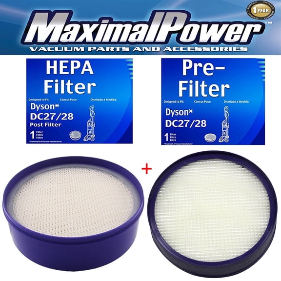 MaximalPower Replacement HEPA Filter Compatible with Dyson DC-27/DC-28 Pre-Filter & Post Filter (Pre+Post Filter)