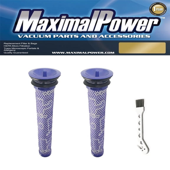 MaximalPower HEPA Filter Compatible for Dyson V7/V8 (2 pcs Pre-Filter # 96566101 & Small Brush)