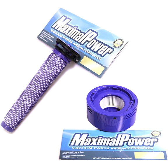 MaximalPower HEPA Filter Compatible for Dyson V7/V8 Vacuums (1 pc Pre-Filter # 96566101 and 1 pc Post-Filter # 96747801)